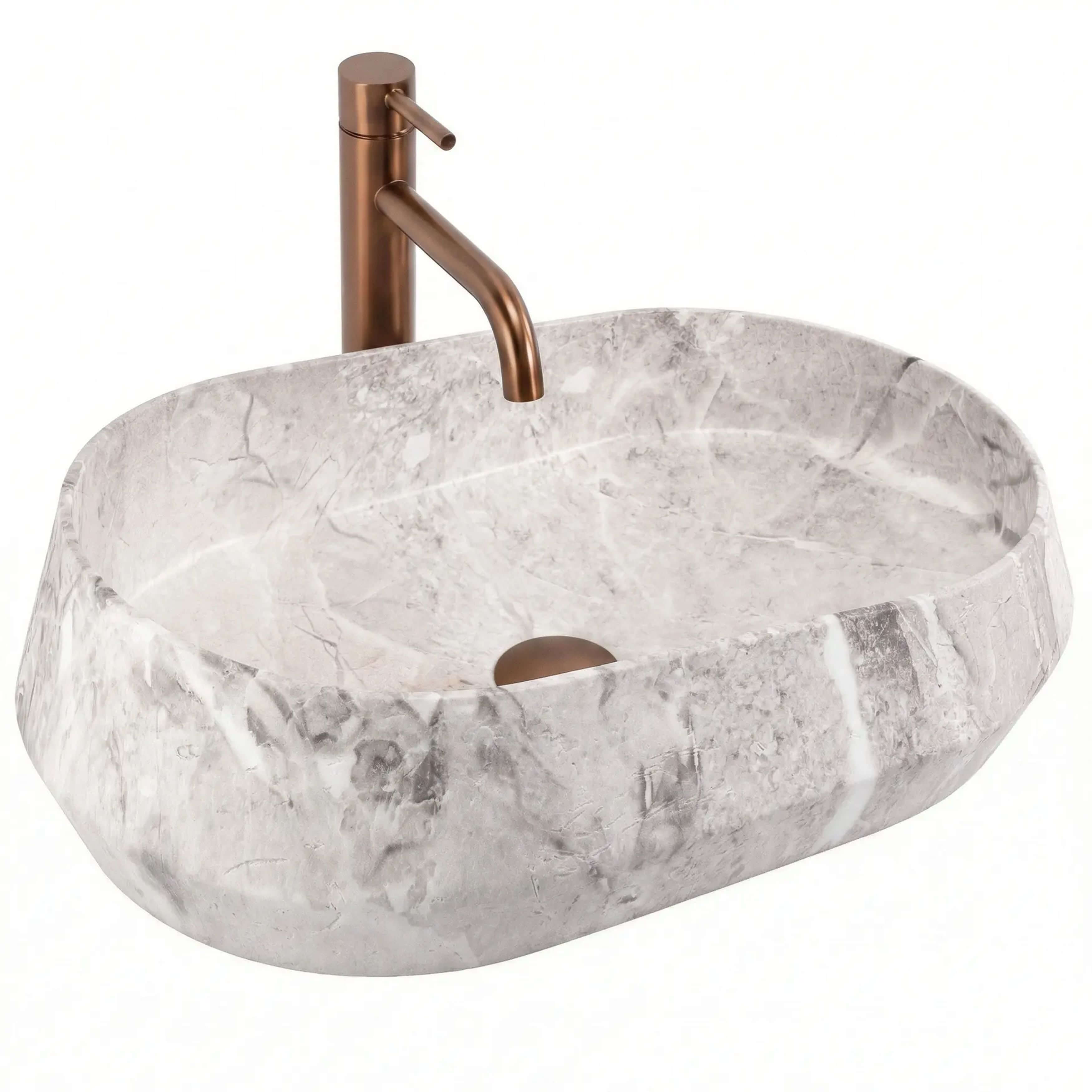 Rea Dune lavabo 59x38 cm da appoggio grigio/pietra opaca REA-U0643