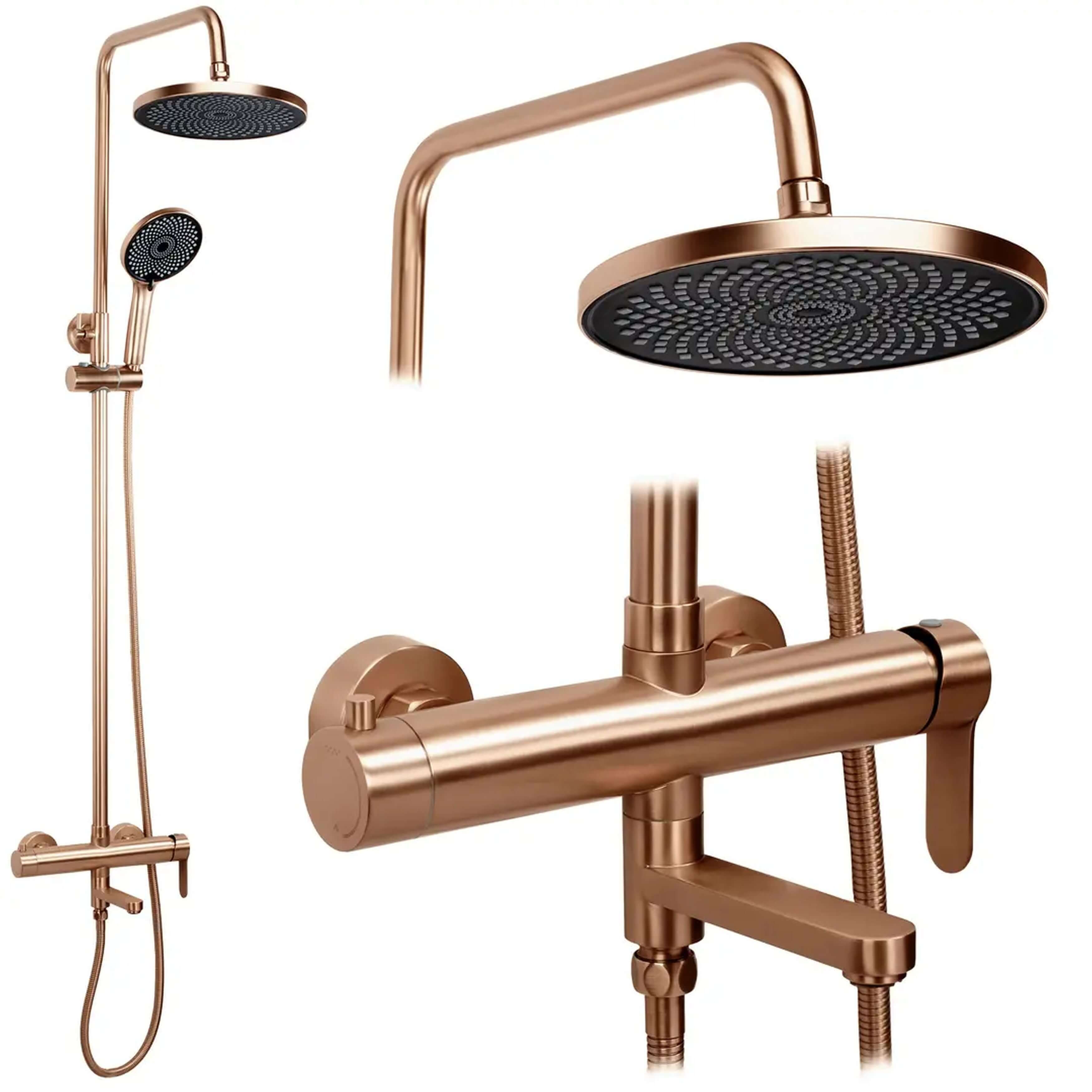 Rea Arcos set doccia a parete con soffione rame REA-P8715