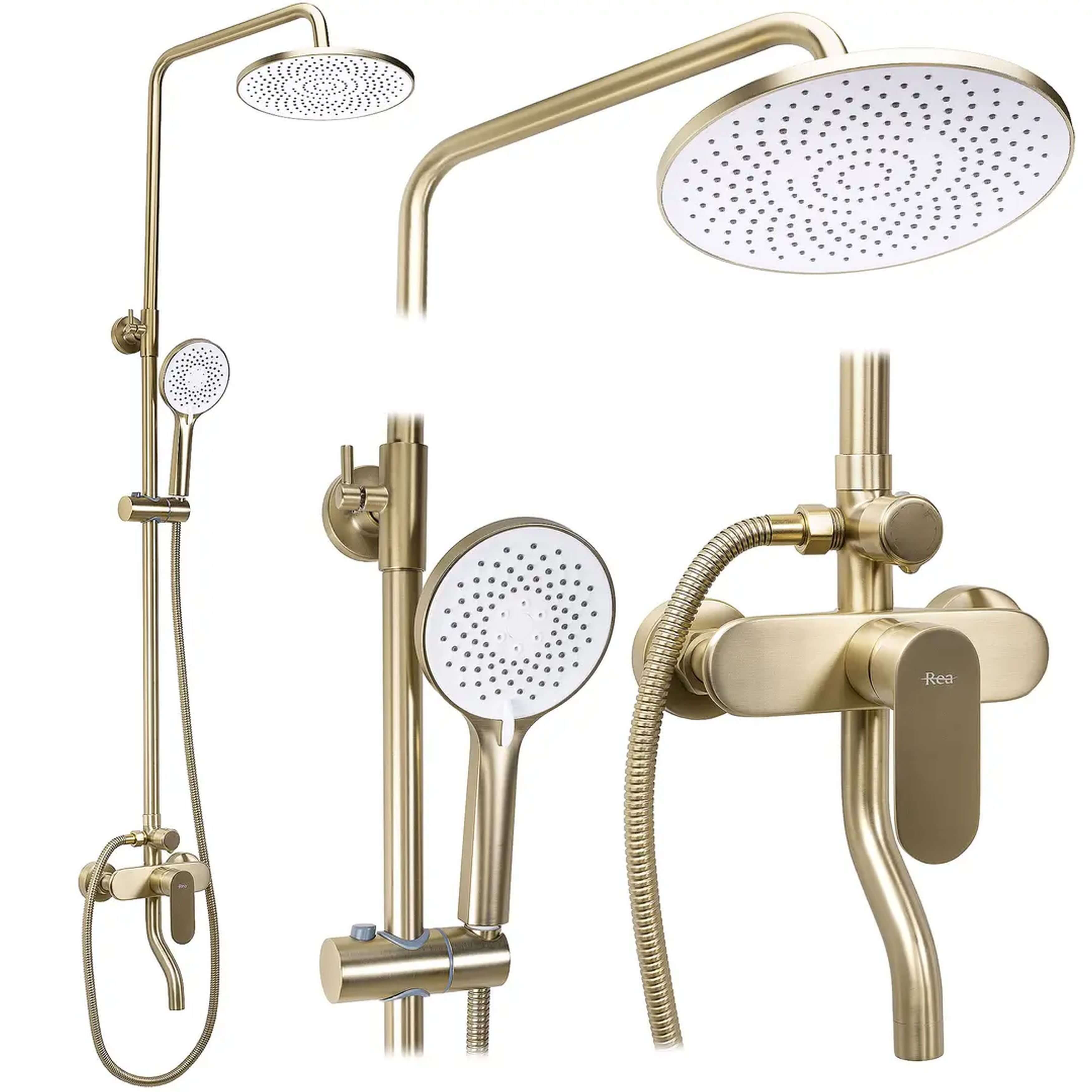 Rea Drop set doccia a parete con soffione oro REA-P7063