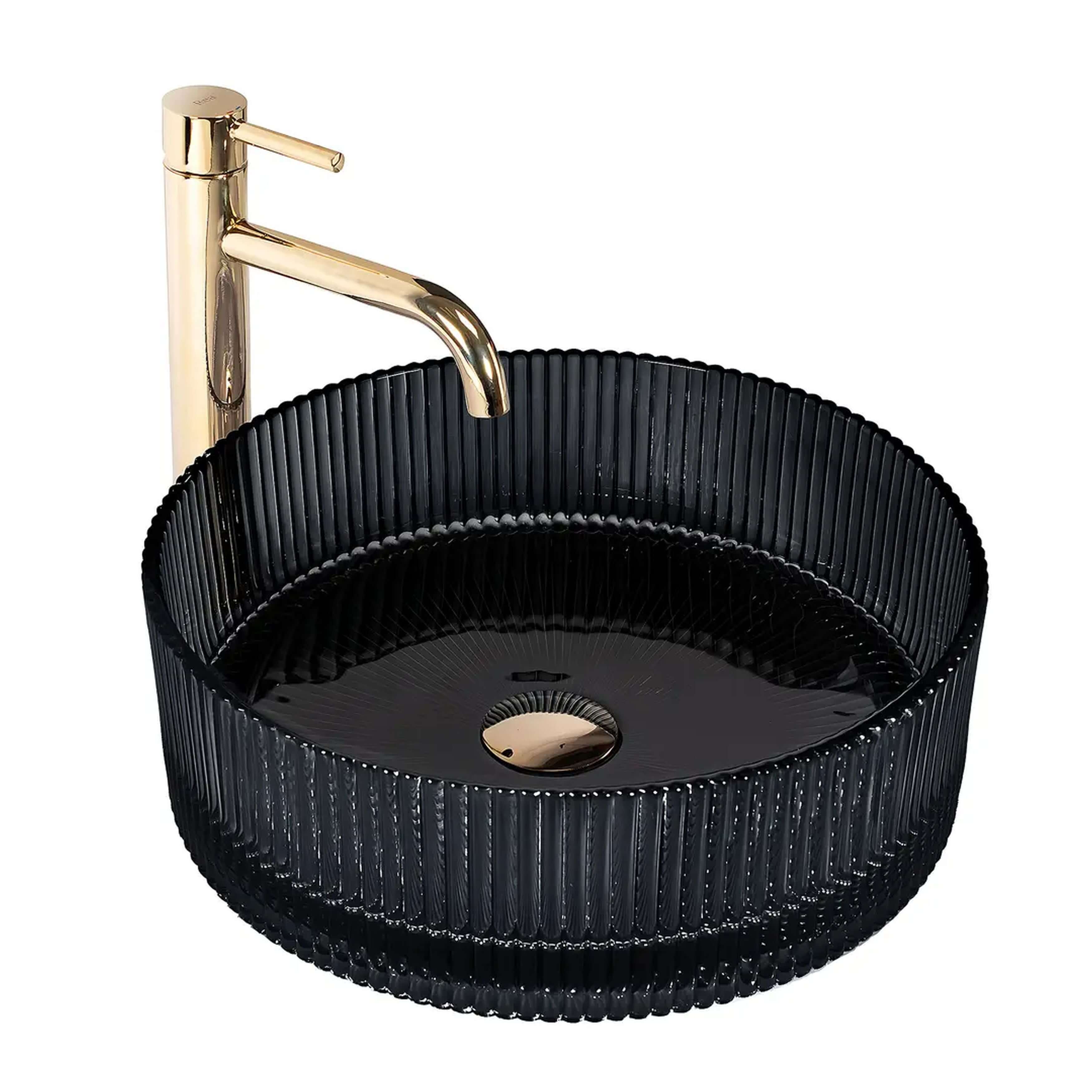 Rea Ingrid lavabo 36x36 cm rotonda da appoggio nero lucida REA-U8520