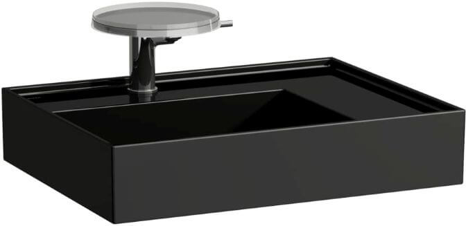 Laufen Kartell lavabo 60x46 cm rettangolare a parete nero lucida H8103340201111