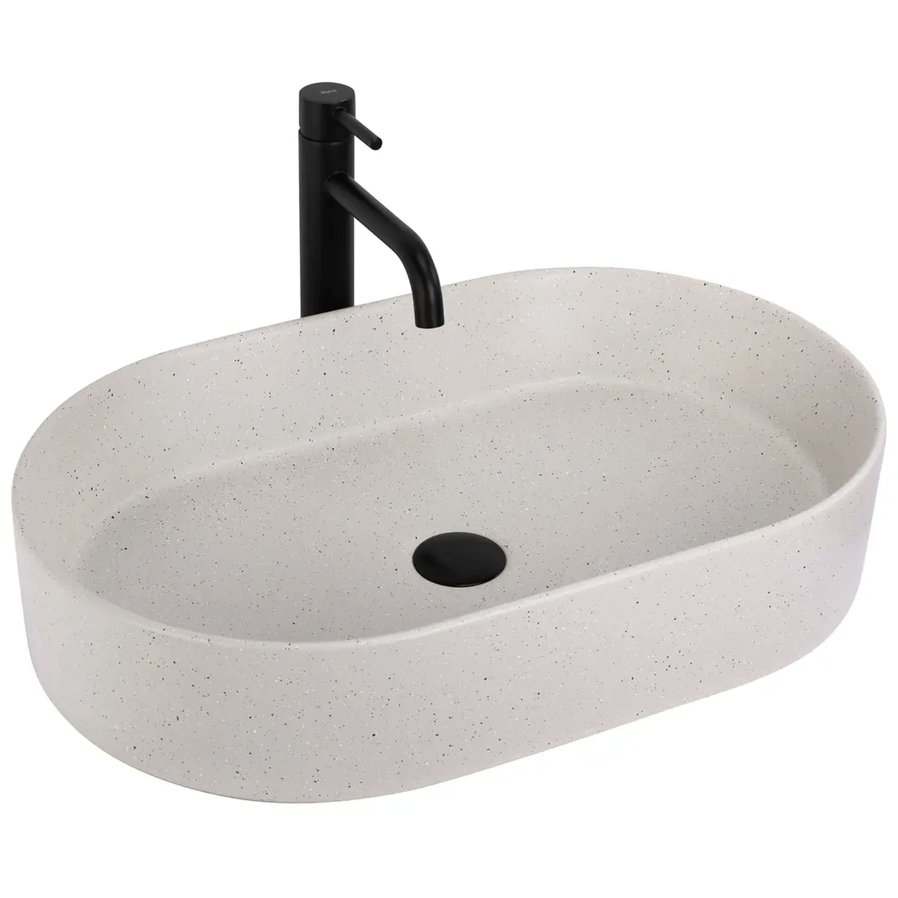 Rea Nadia lavabo 61x38.5 cm ovale da appoggio marrone/beige opaca REA-U7341