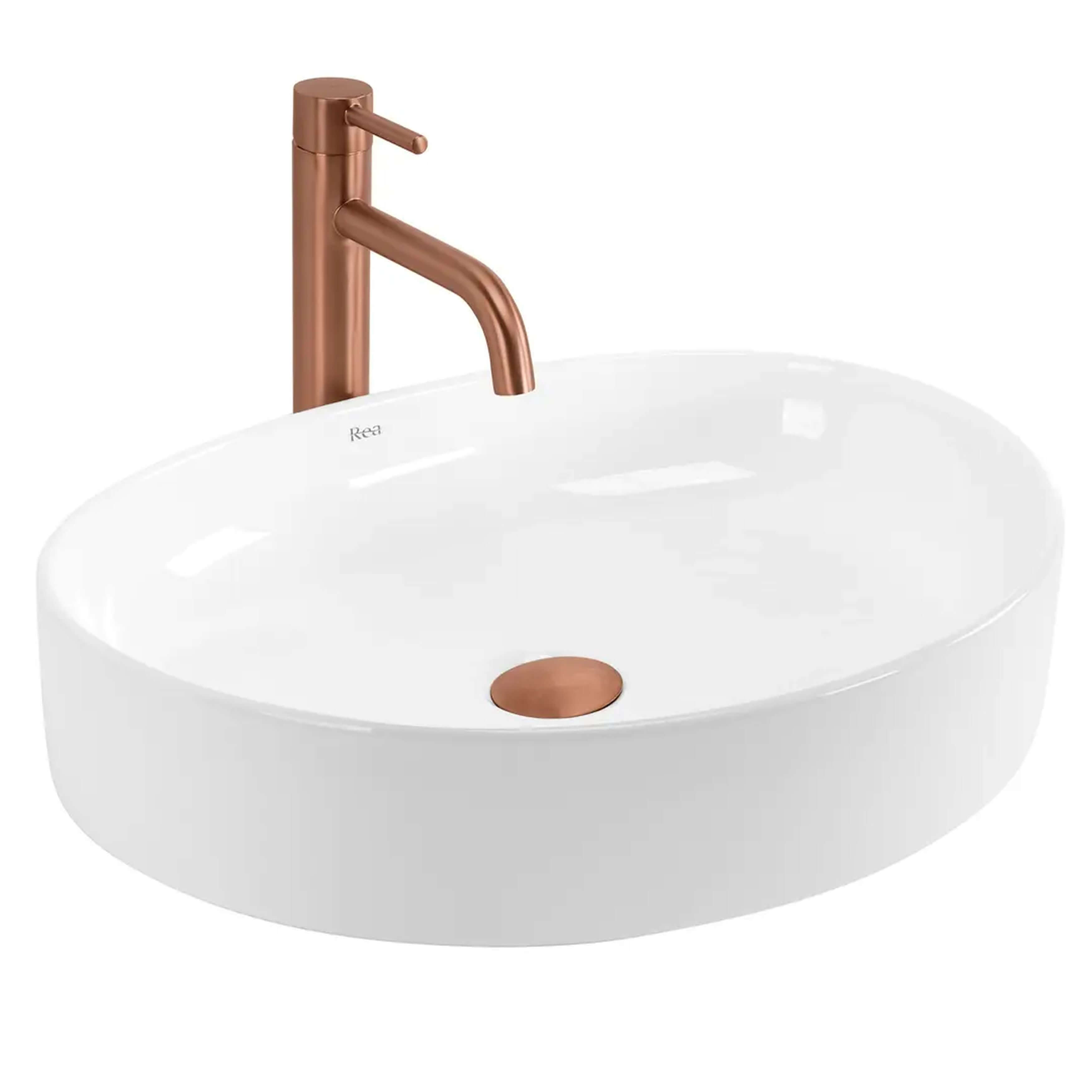 Rea Joana lavabo 50.5x38.5 cm ovale da appoggio bianco lucida REA-U6370