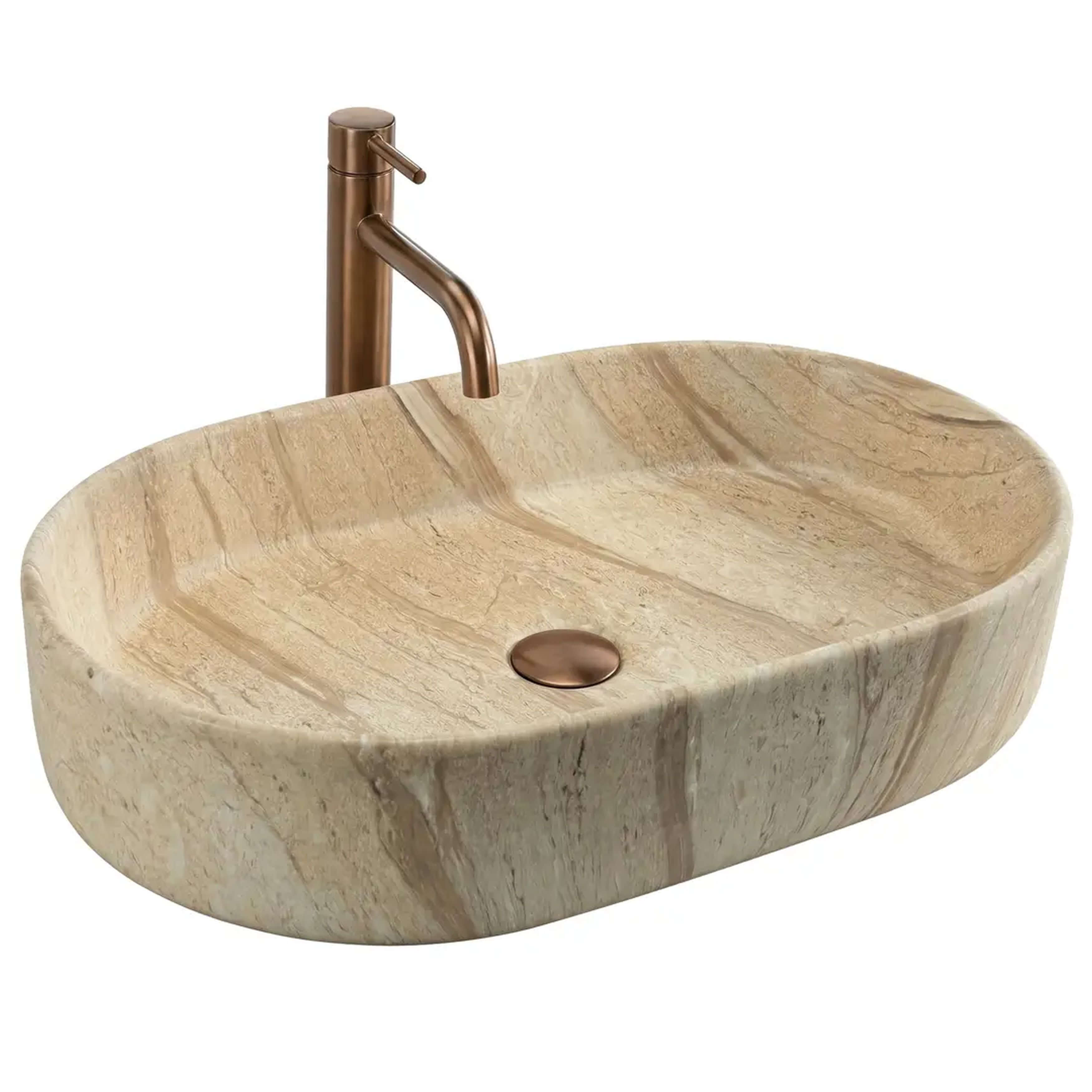 Rea Nadia lavabo 61x38.5 cm ovale da appoggio marrone/beige opaca REA-U3526