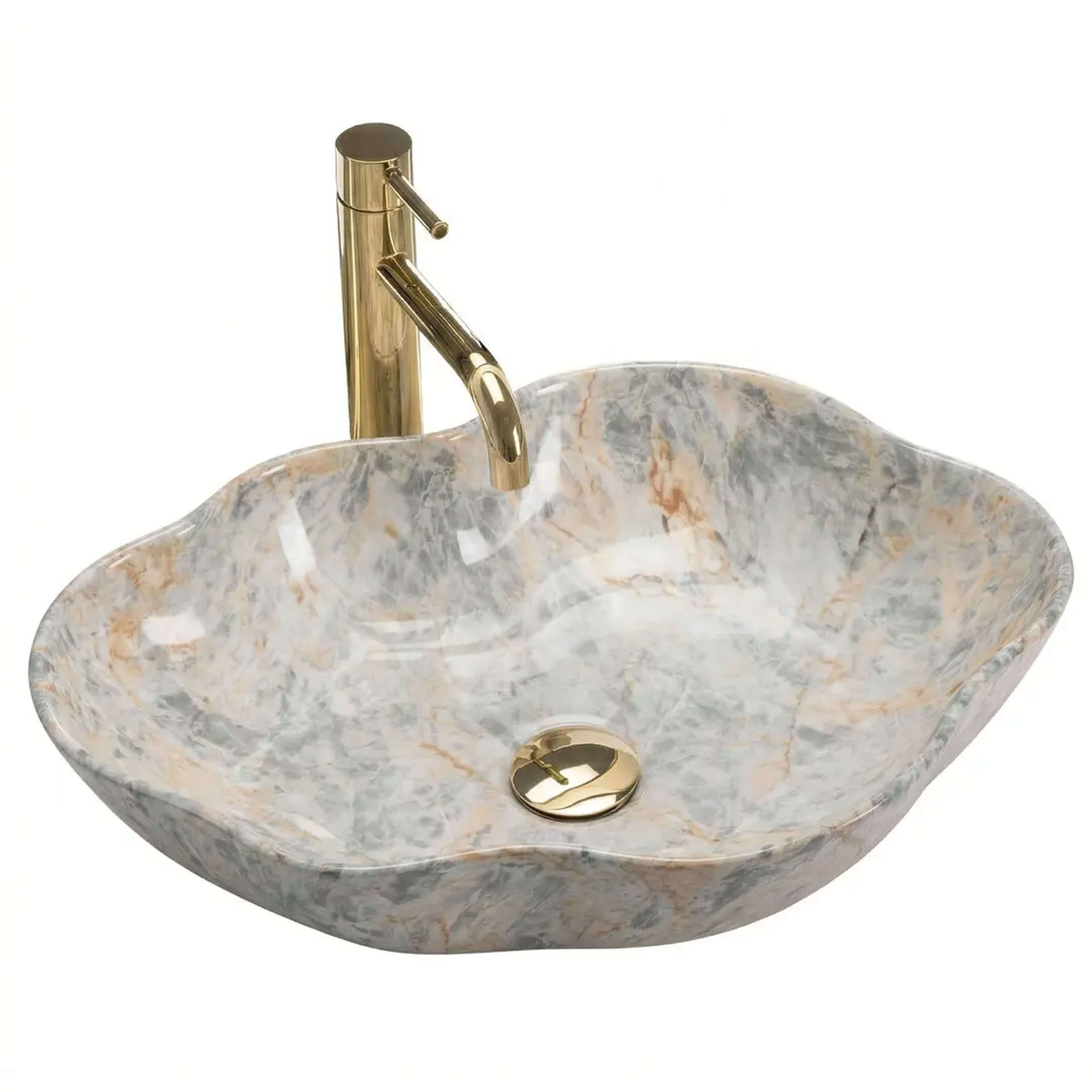 Rea Pearl lavabo 50.5x38 cm da appoggio grigio/pietra opaca REA-U0620