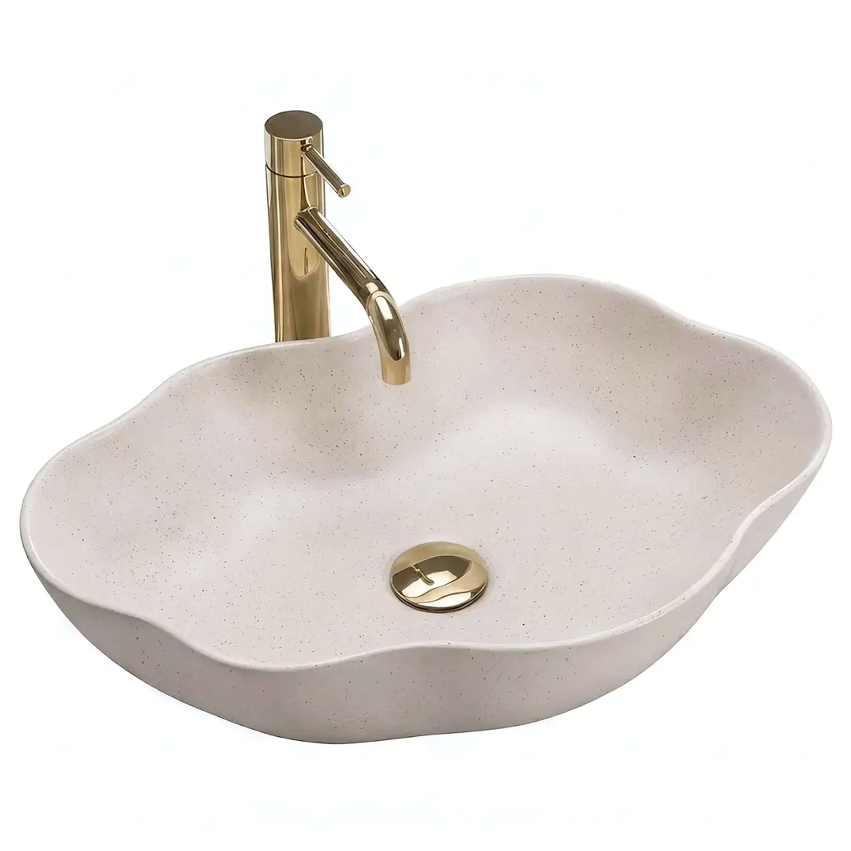 Rea Pearl lavabo 50.5x38 cm da appoggio marrone/beige opaca REA-U0617