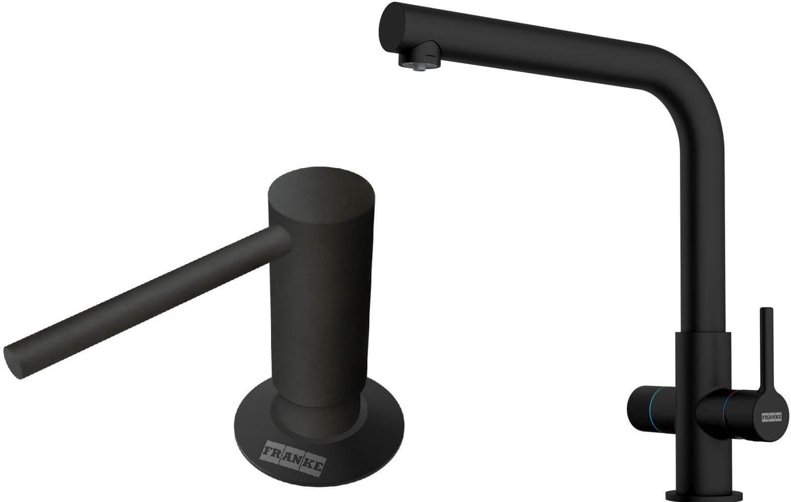 Set rubinetto da cucina Franke Lina 120.0730.802, dispenser di liquidi Franke Comfort 112.0753.277