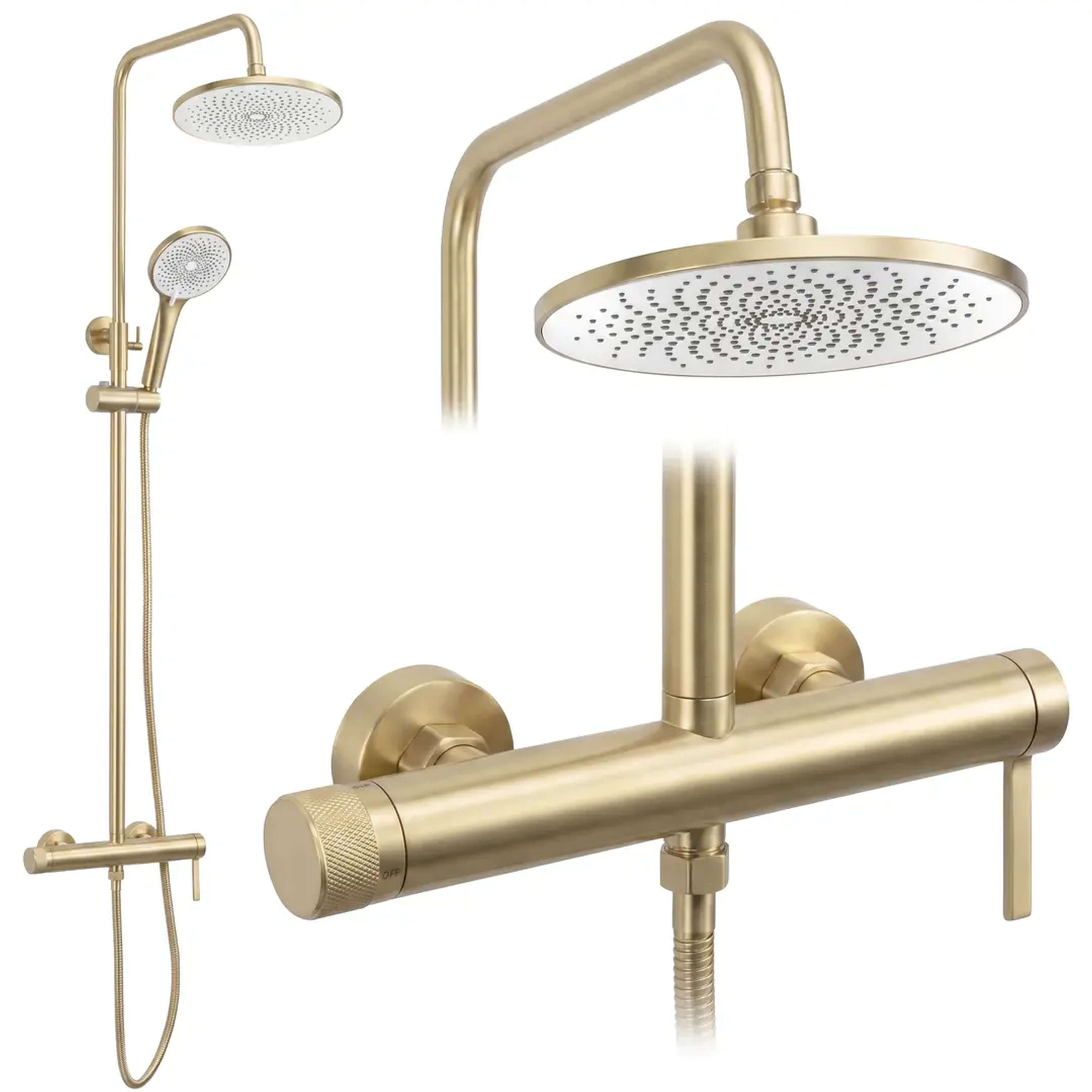 Rea Rivo set doccia a parete con soffione oro REA-P8924