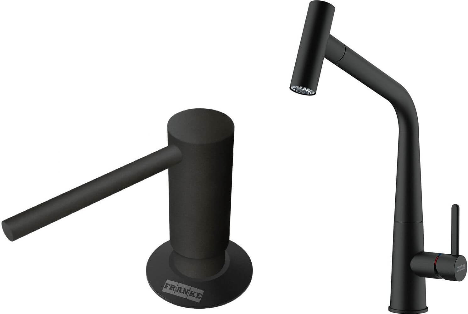 Set rubinetto da cucina Franke Icon 115.0625.190, dispenser di liquidi Franke Comfort 112.0753.277