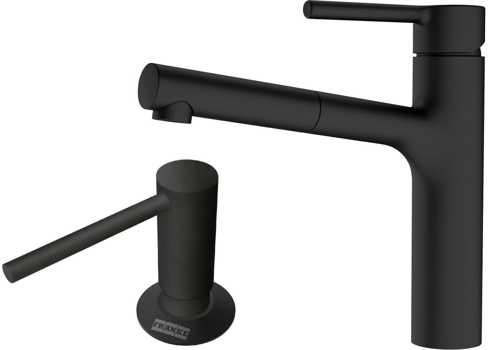 Set rubinetto da cucina Franke Centro 115.0621.592, dispenser di liquidi Franke Comfort 112.0753.277