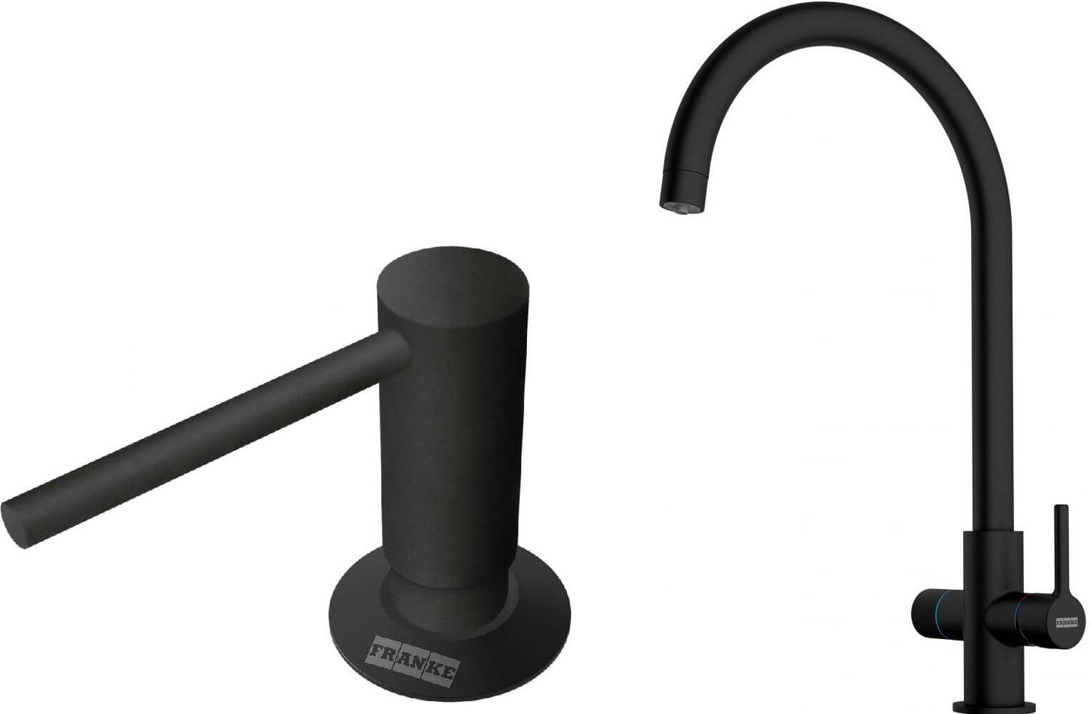 Set rubinetto da cucina Franke Lina 120.0730.807, dispenser di liquidi Franke Comfort 112.0753.277