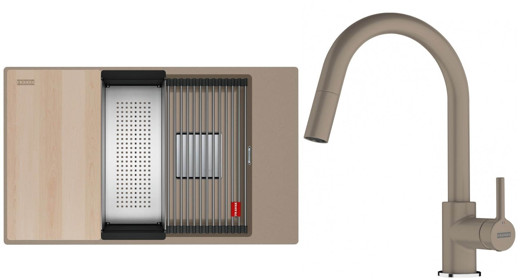 Set lavello in granito Franke Kanon 125.0749.667, rubinetto da cucina Franke Lina 115.0626.084
