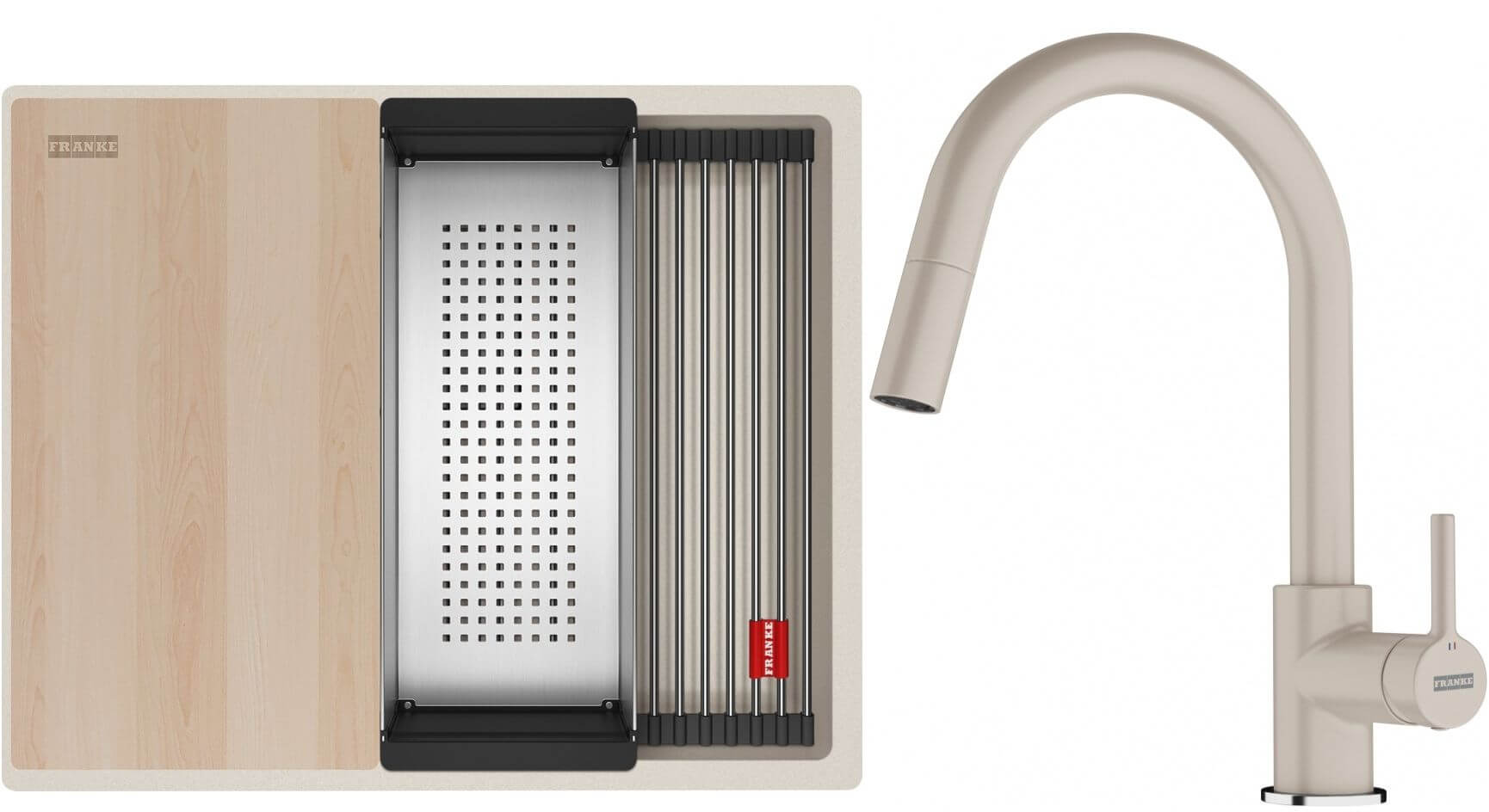 Set lavello in granito Franke Kanon 114.0749.636, rubinetto da cucina Franke Lina 115.0626.082