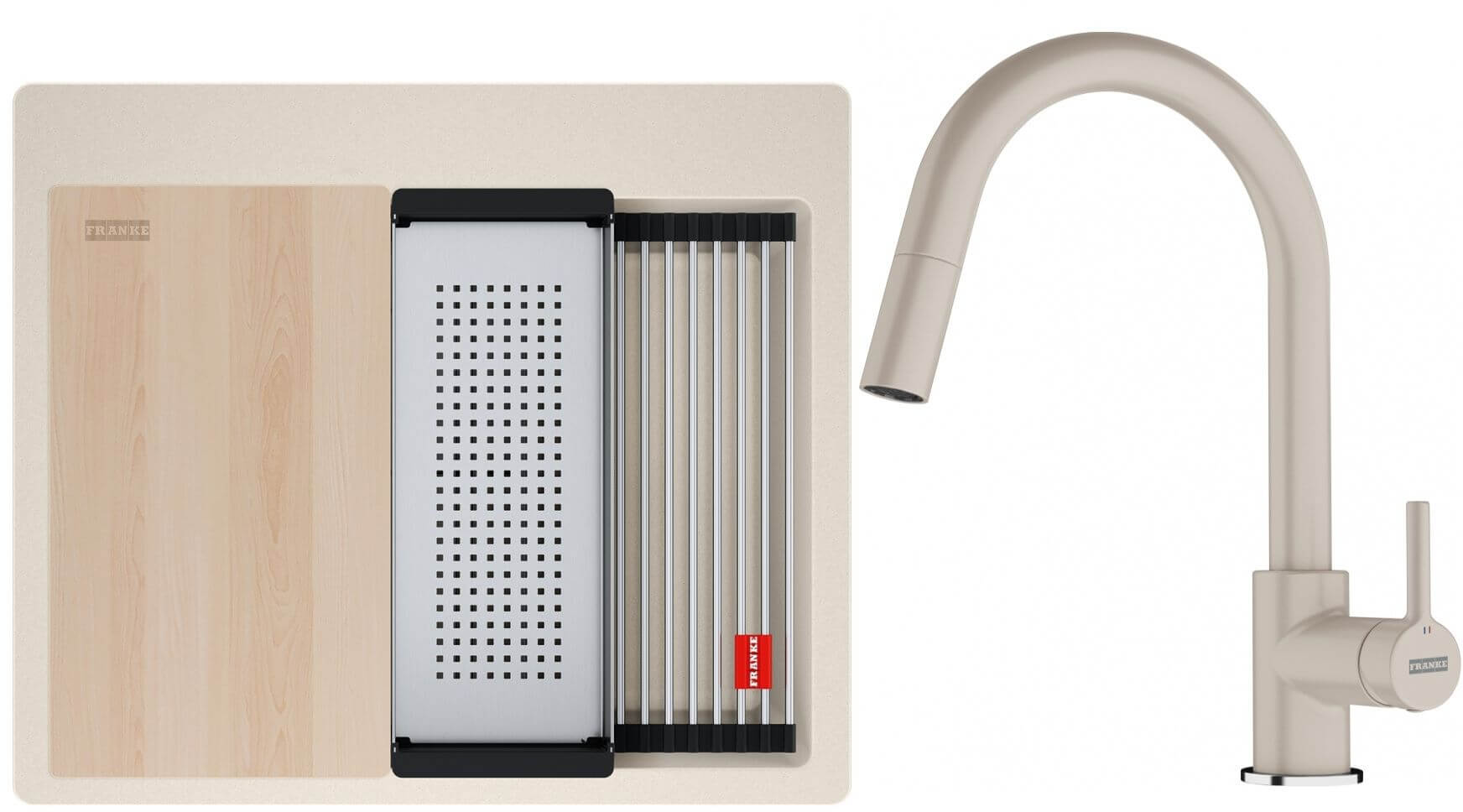 Set lavello in granito Franke Kanon 114.0749.556, rubinetto da cucina Franke Lina 115.0626.082