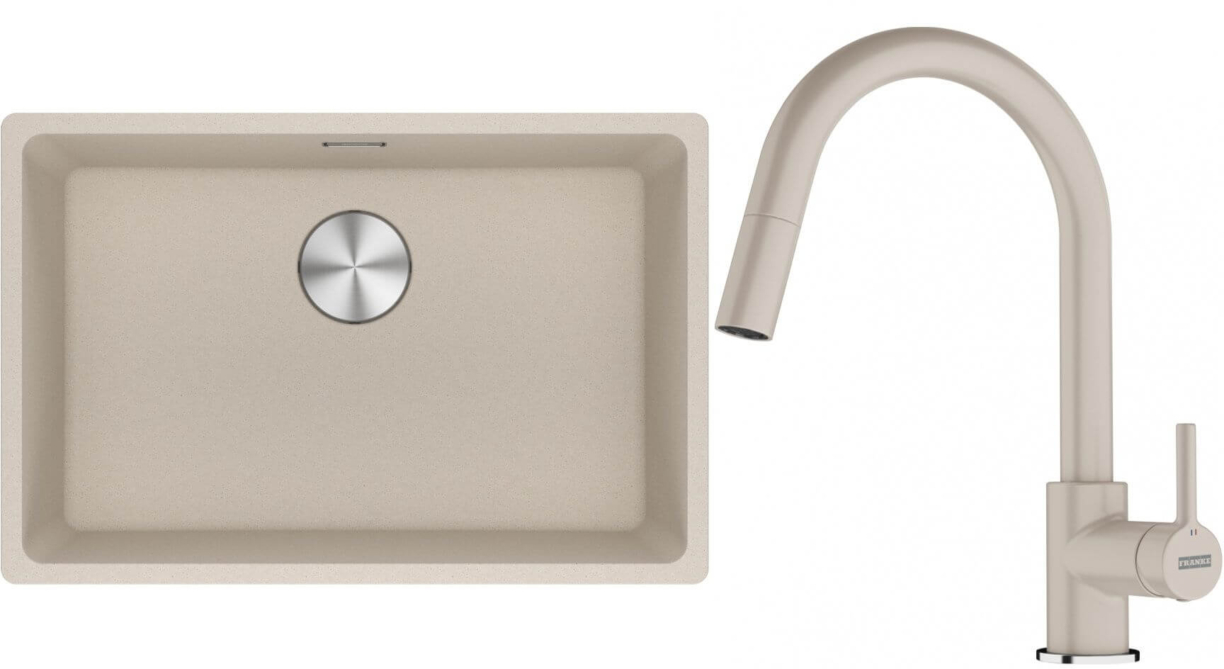 Set lavello in granito Franke Maris 125.0751.421, rubinetto da cucina Franke Lina 115.0626.082