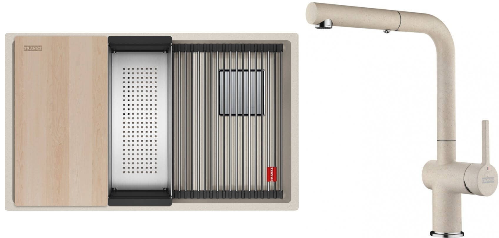 Set lavello in granito Franke Kanon 125.0749.676, rubinetto da cucina Franke Active 115.0653.388