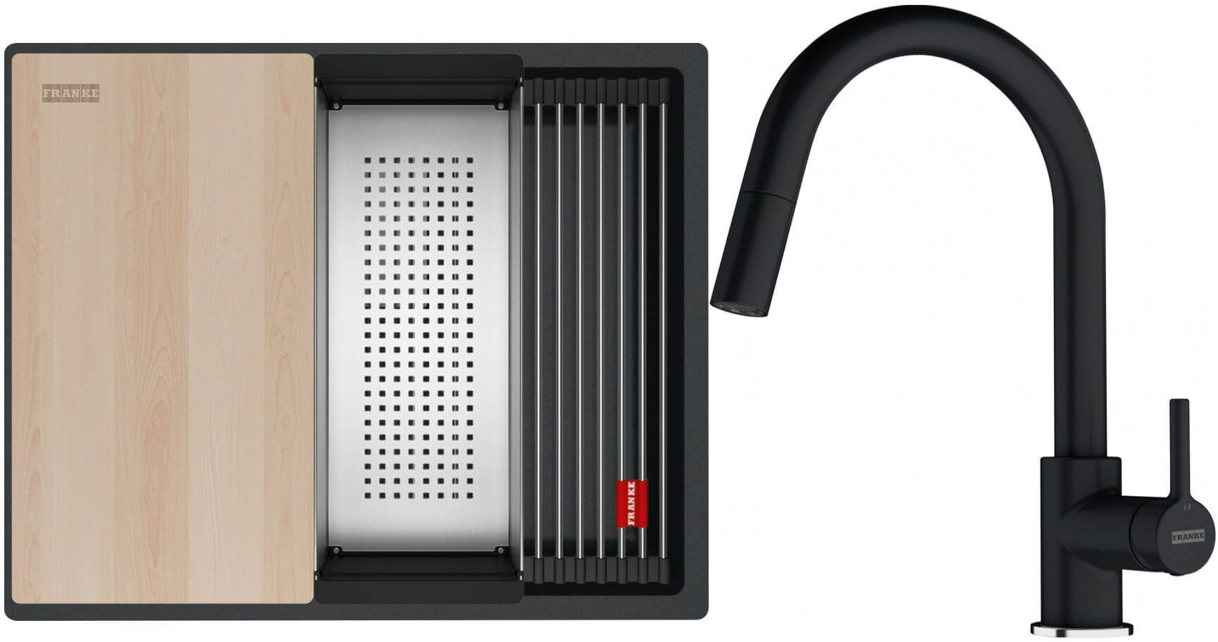 Set lavello in granito Franke Kanon 125.0749.660, rubinetto da cucina Franke Lina 115.0626.055