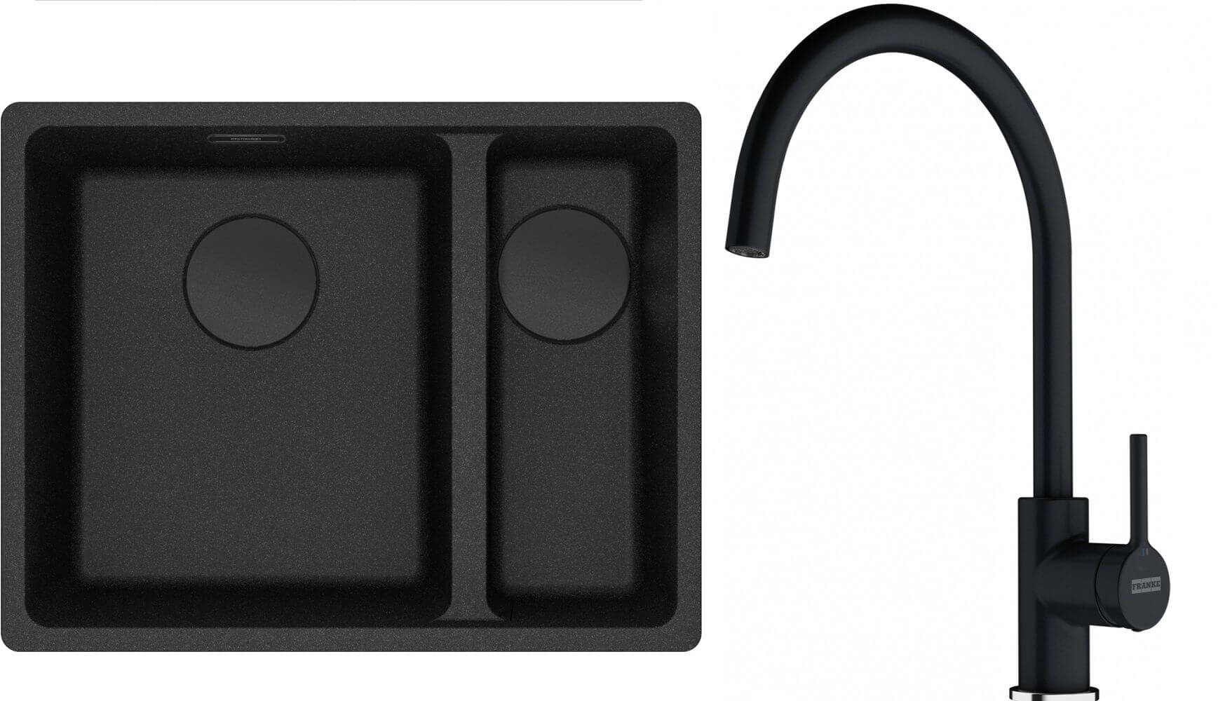 Set lavello in granito Franke Maris 125.0740.840, rubinetto da cucina Franke Lina 115.0626.020
