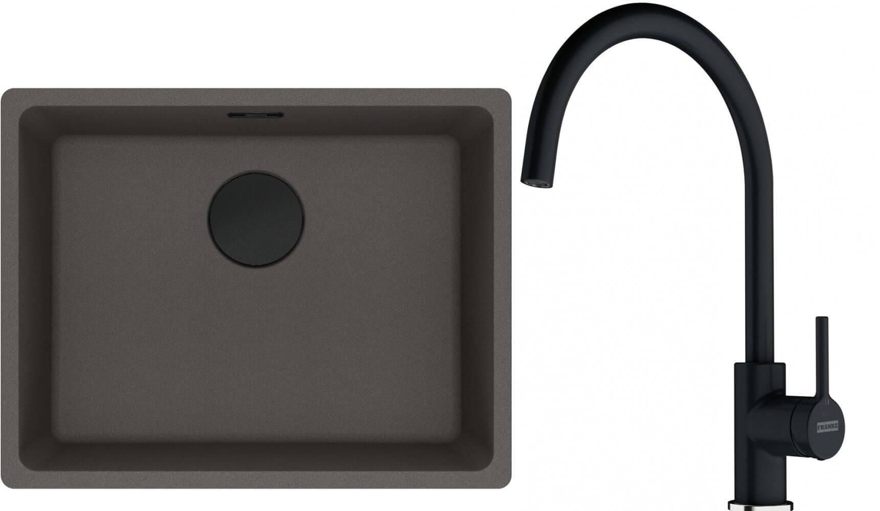 Set lavello in granito Franke Maris 125.0737.995, rubinetto da cucina Franke Lina 115.0626.020