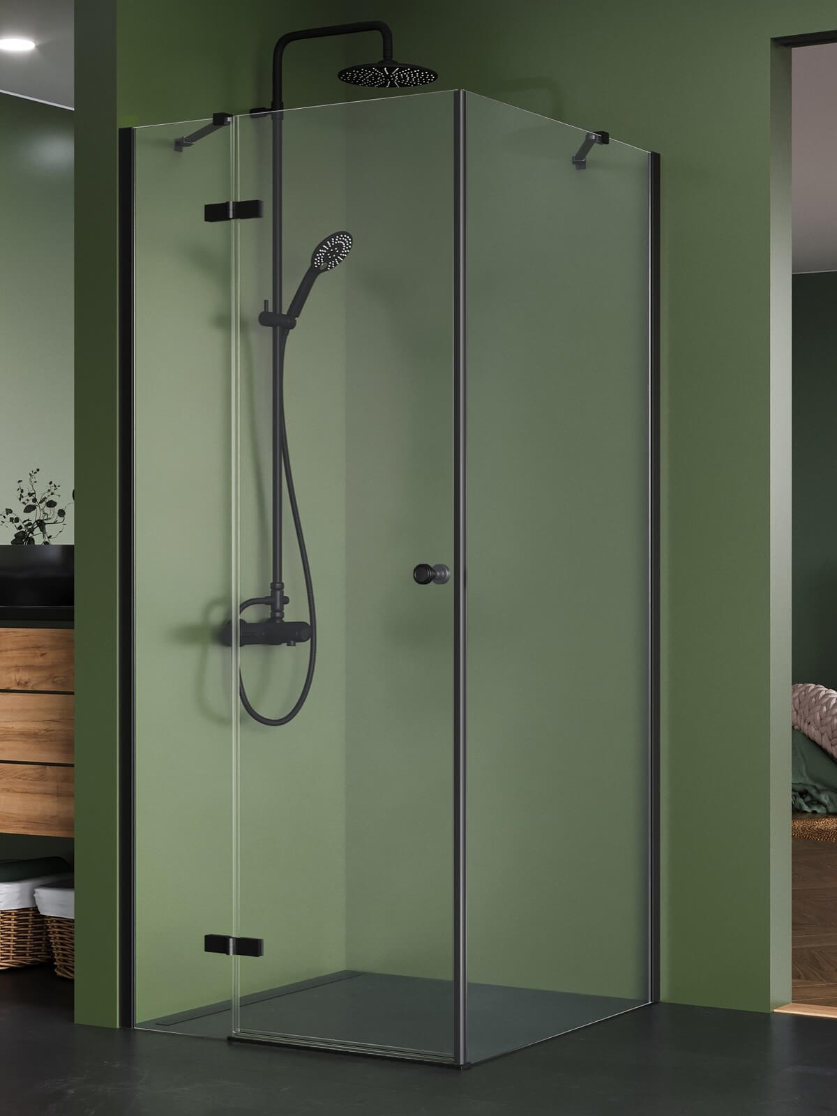 New Trendy Kalibra Black box doccia 90x70 cm rettangolare nero opaca/vetro trasparente K-5045
