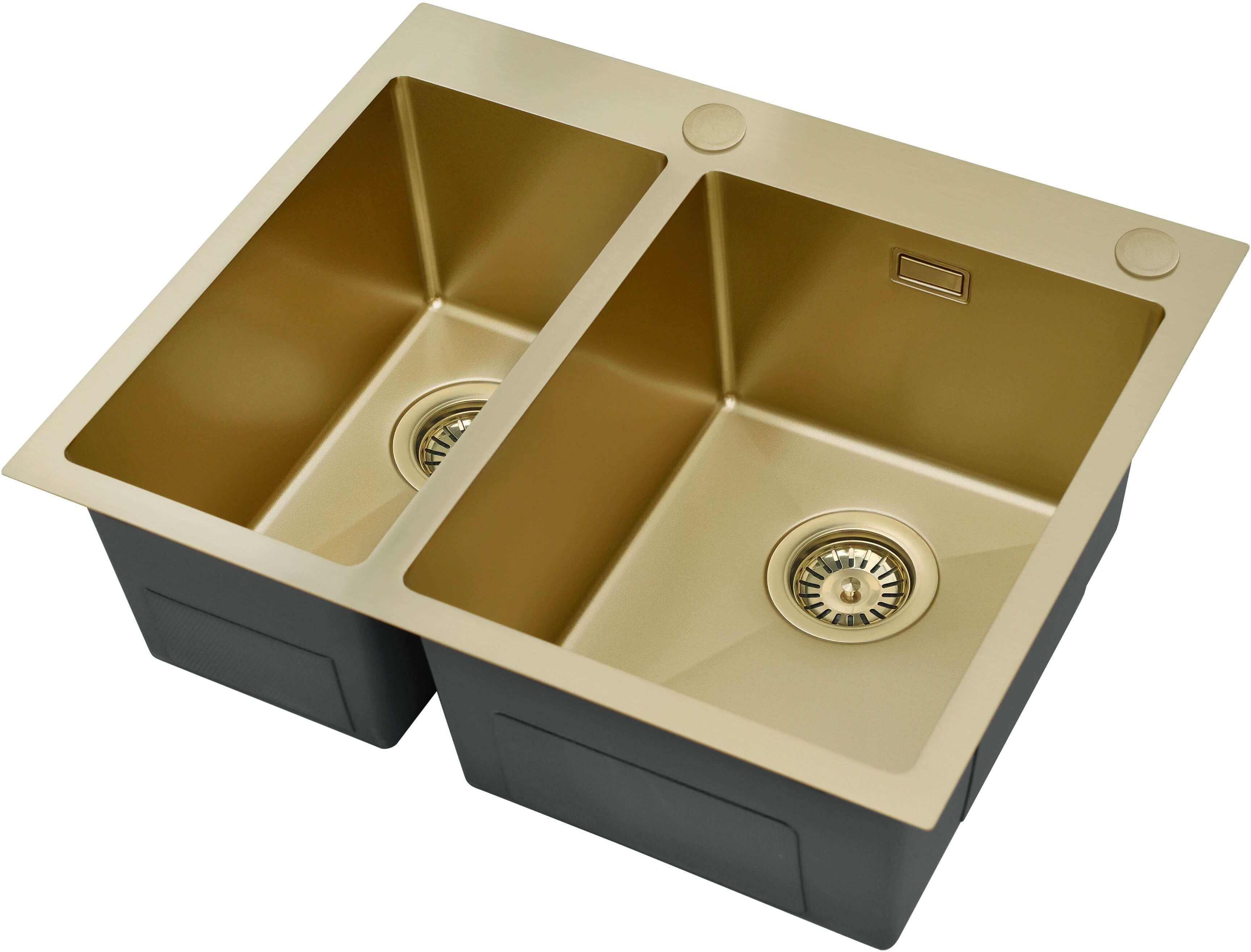 Ruvetti Masivo lavello con dispenser 61x51 cm oro 5002M_PVD_CH65_W