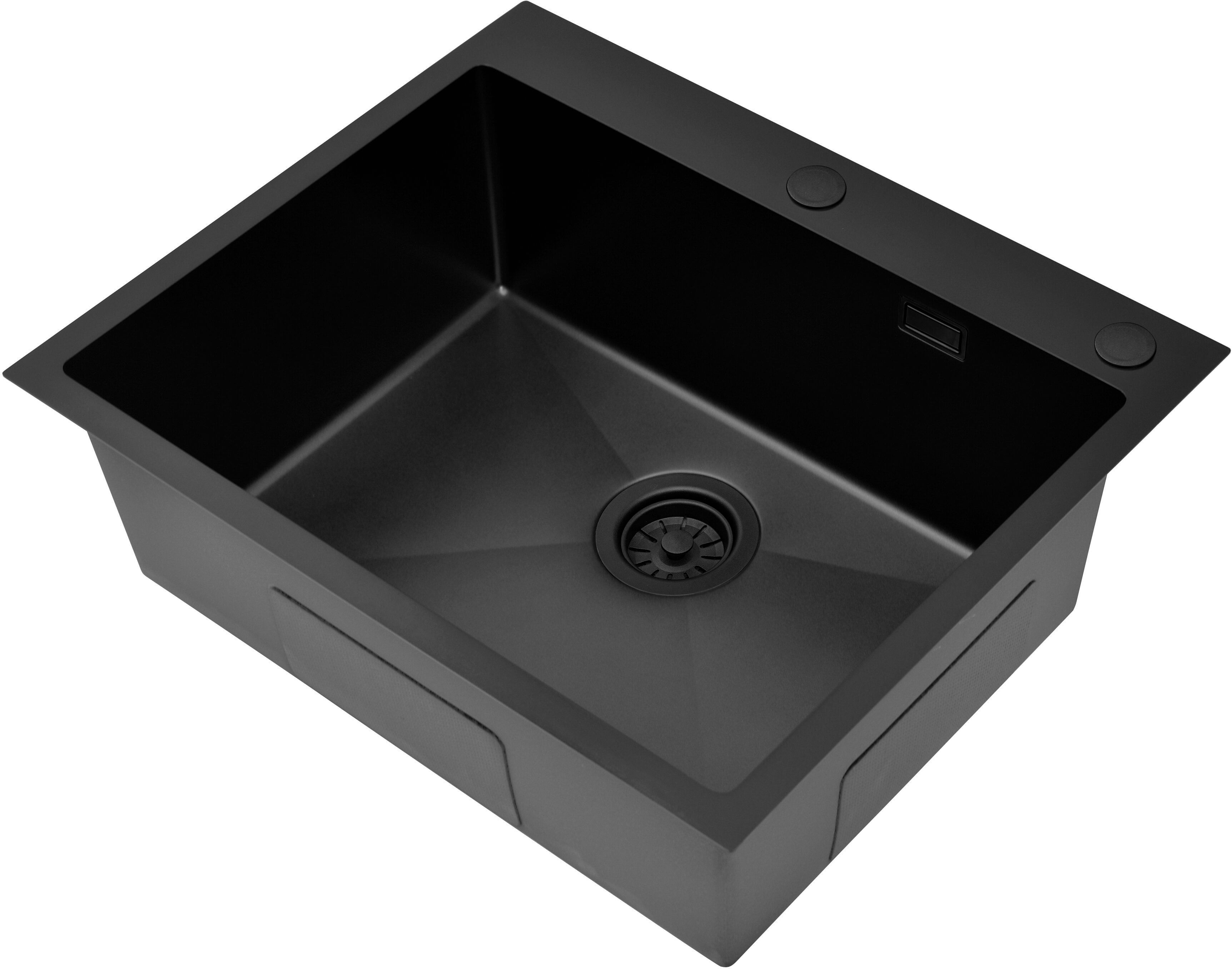Ruvetti Masivo lavello con dispenser 60x50 cm nero 5002M_PVD_BL60_W