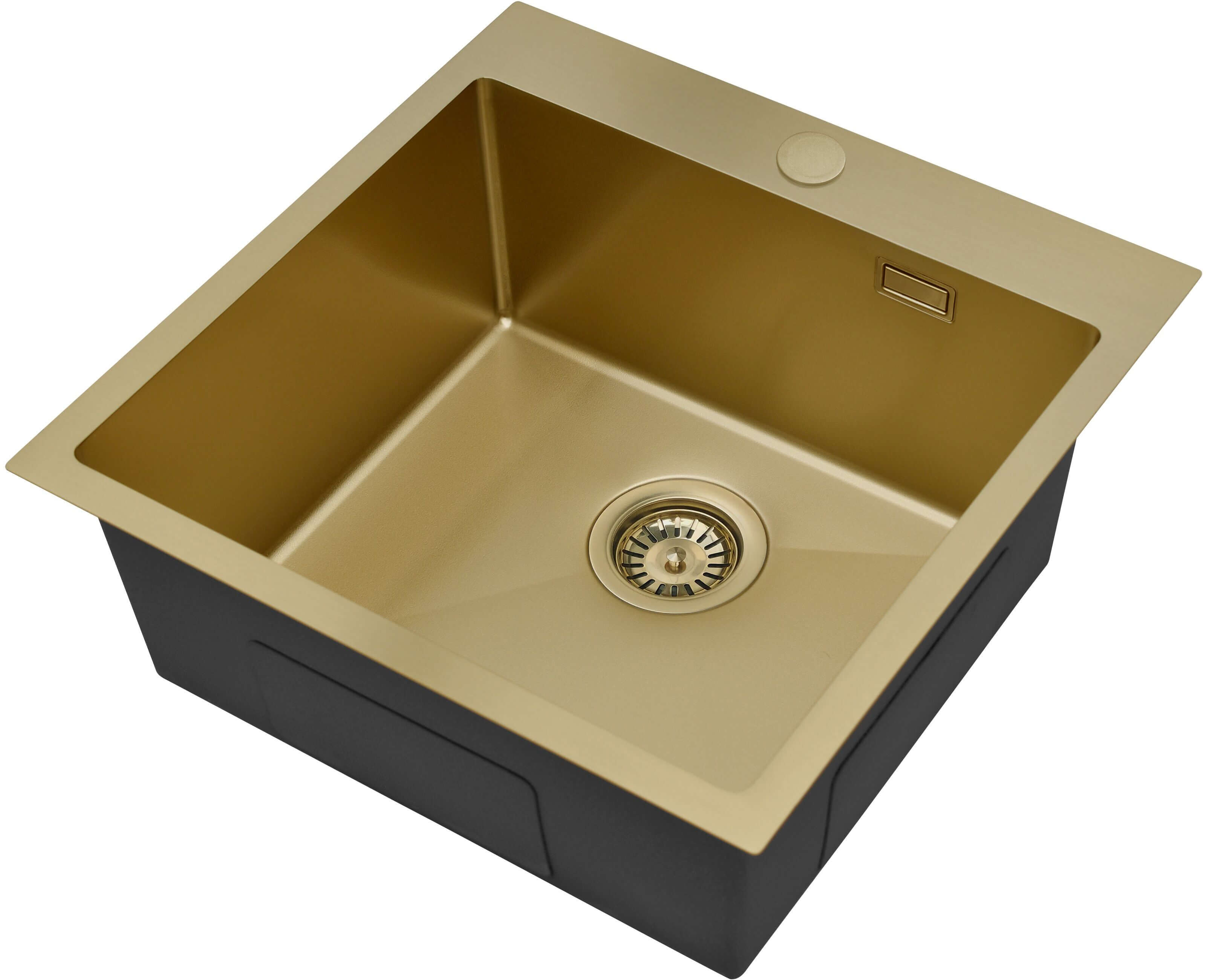 Ruvetti Masivo lavello in acciaio 50x50 cm oro 5002M_PVD_CH50_W
