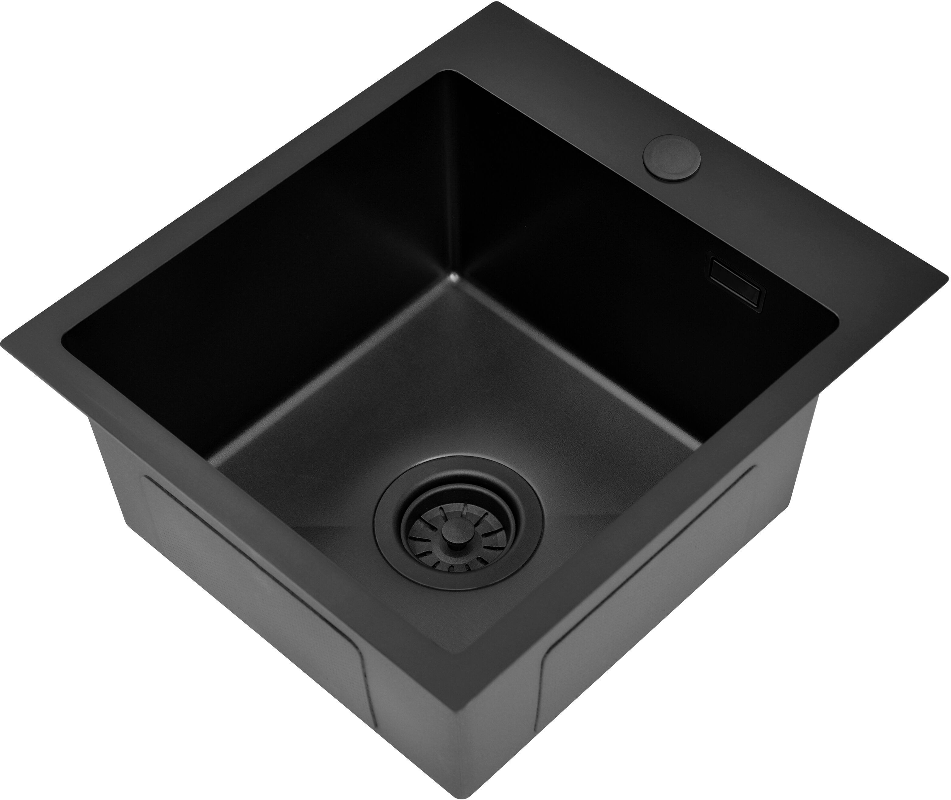 Ruvetti Masivo lavello in acciaio 50x40 cm nero 5002M_PVD_BL40_W