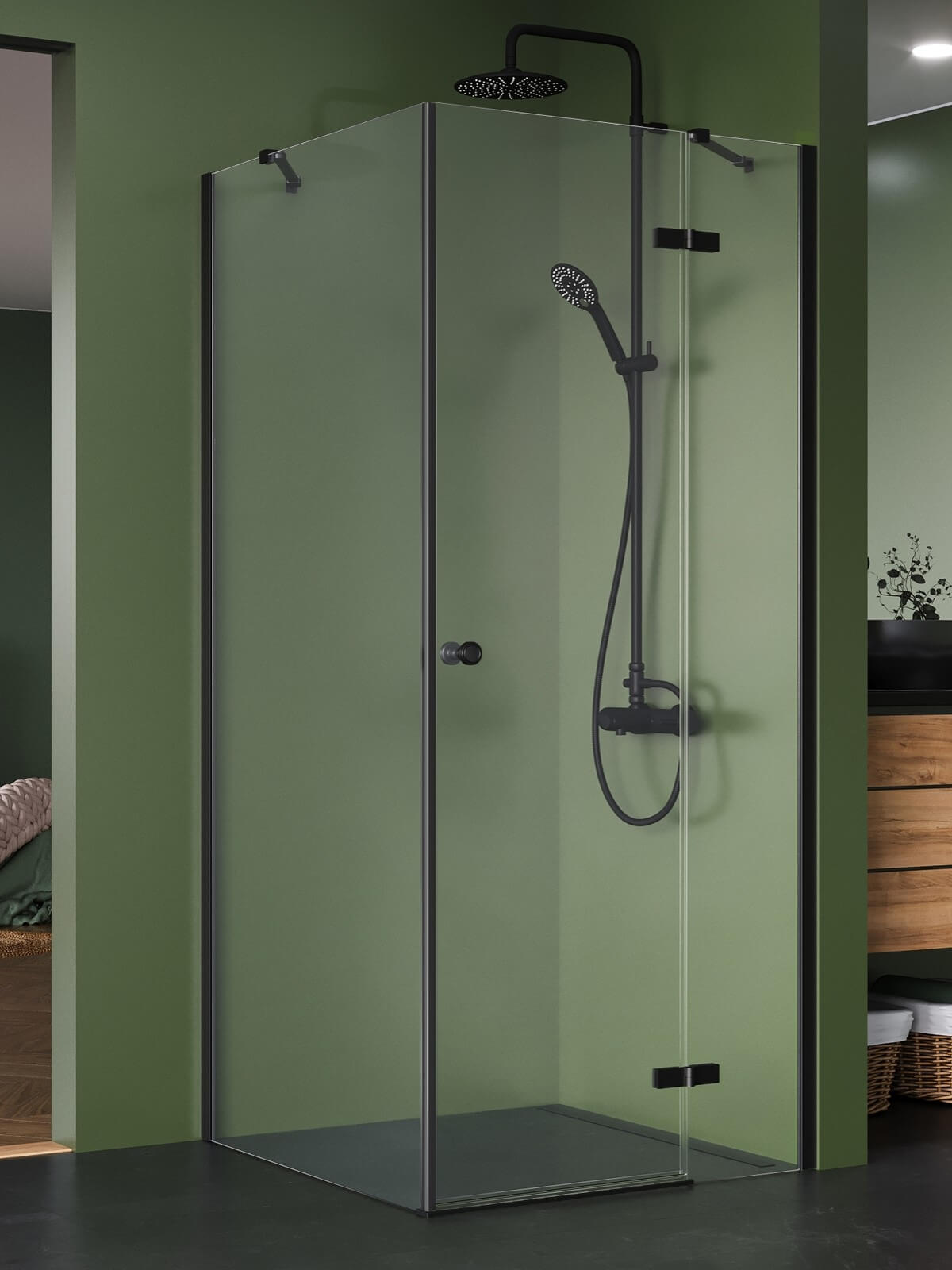New Trendy Kalibra Black box doccia 80x80 cm quadrato nero opaca/vetro trasparente K-5062