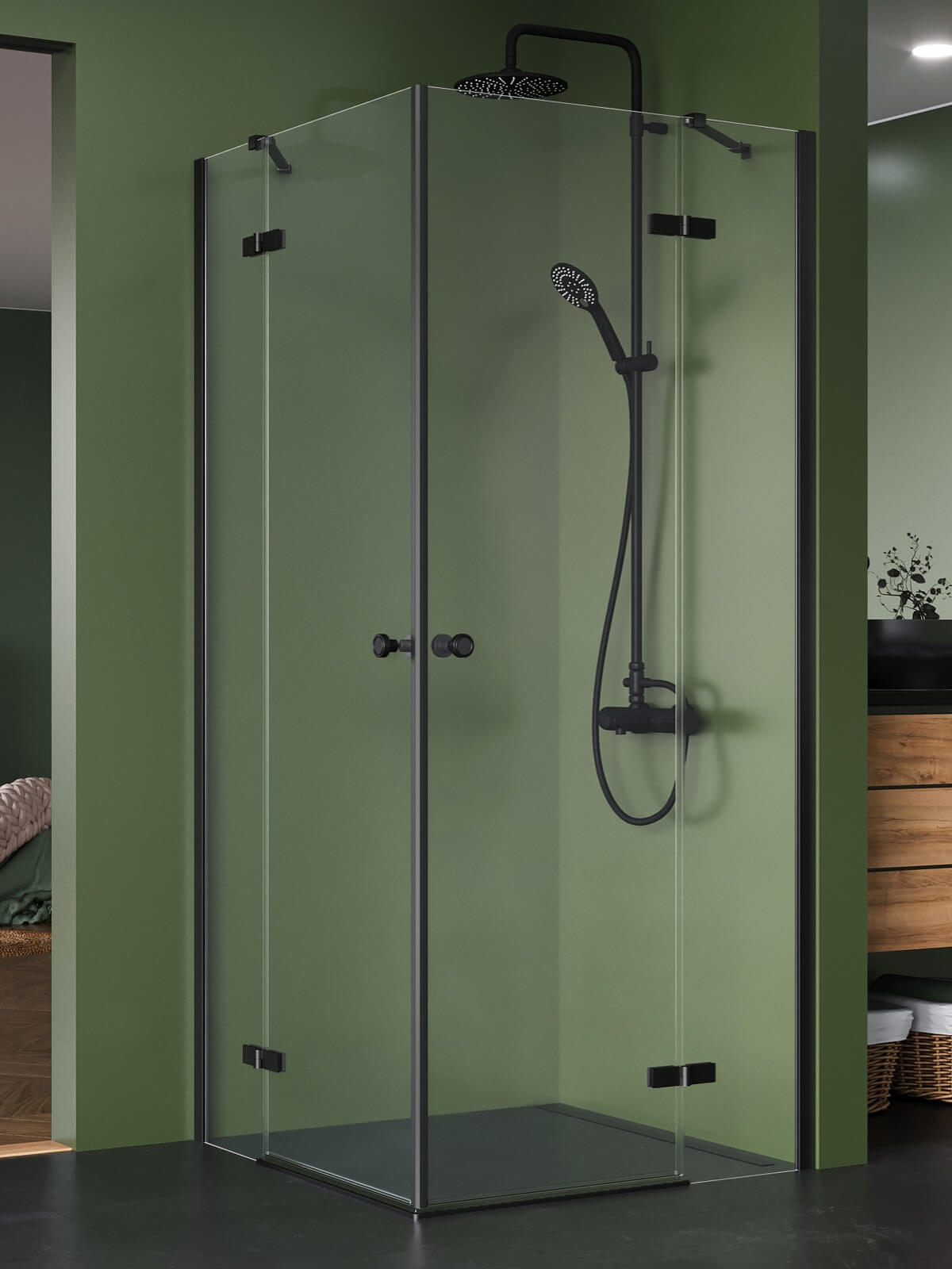 New Trendy Kalibra Black box doccia 100x80 cm rettangolare nero opaca/vetro trasparente K-5098