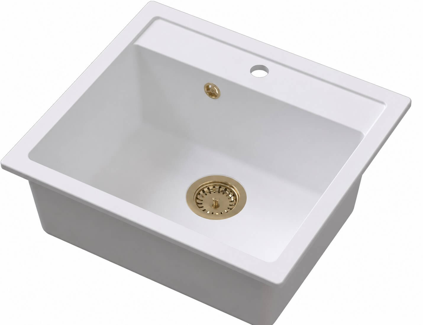 Ruvetti Ditto lavello in granito 56x51 cm bianco 3001D_WH60_W-PVDCH