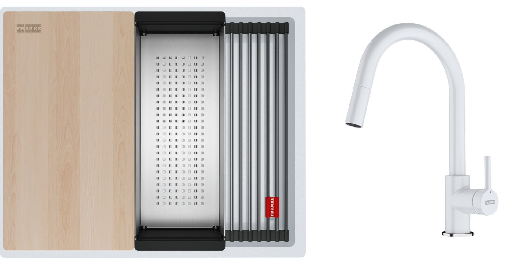 Set lavello in granito Franke Kanon 125.0749.655, rubinetto da cucina Franke Lina 115.0626.081