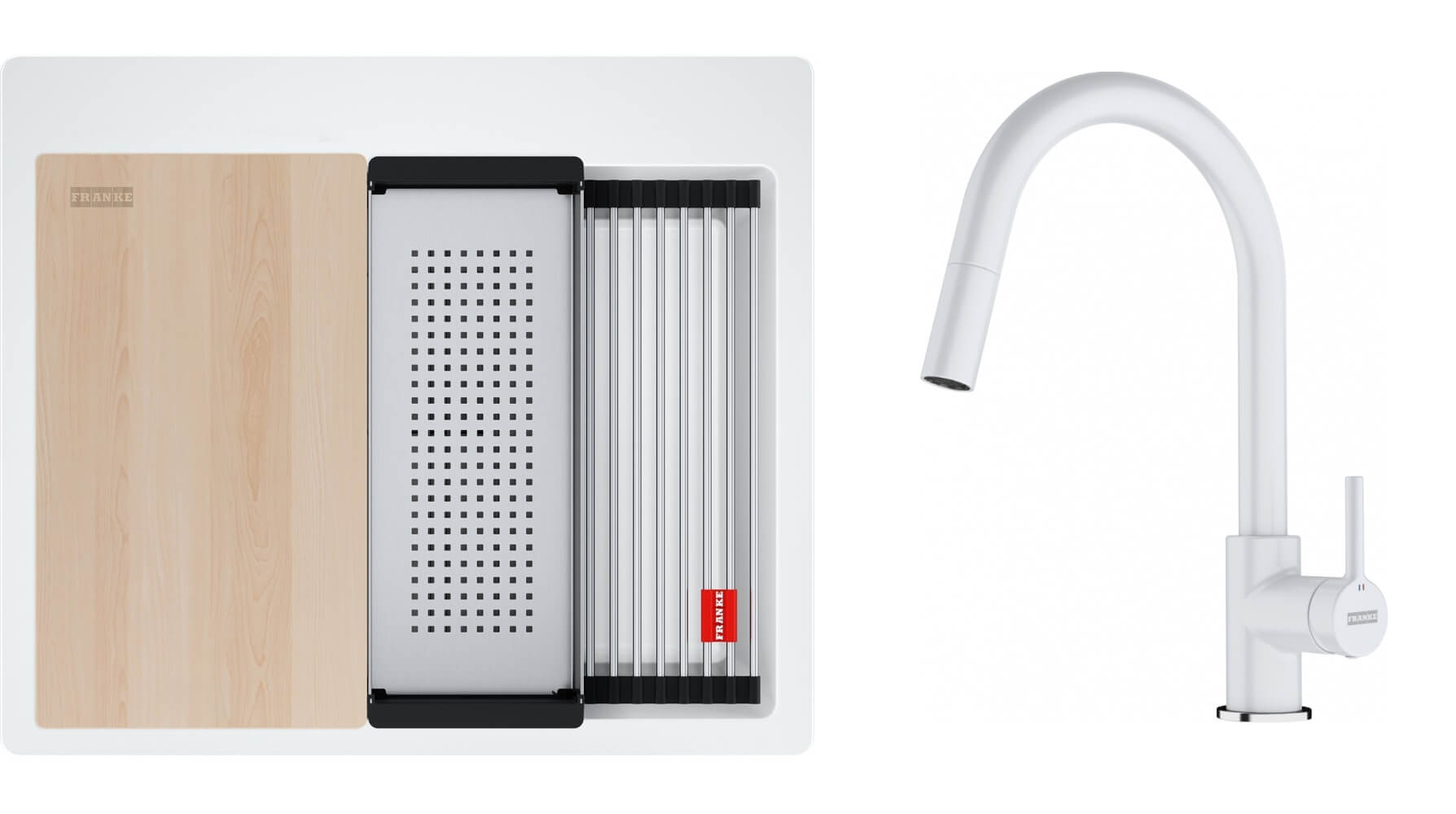 Set lavello in granito Franke Kanon 114.0749.555, rubinetto da cucina Franke Lina 115.0626.081