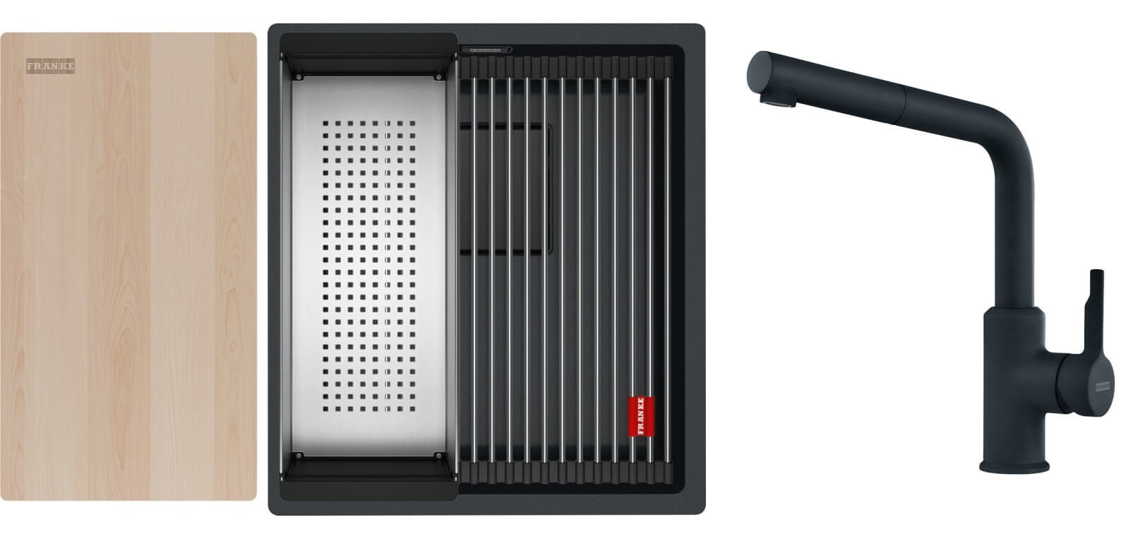 Set lavello in granito Franke Kanon 125.0749.652, rubinetto da cucina Franke Urban 115.0627.523