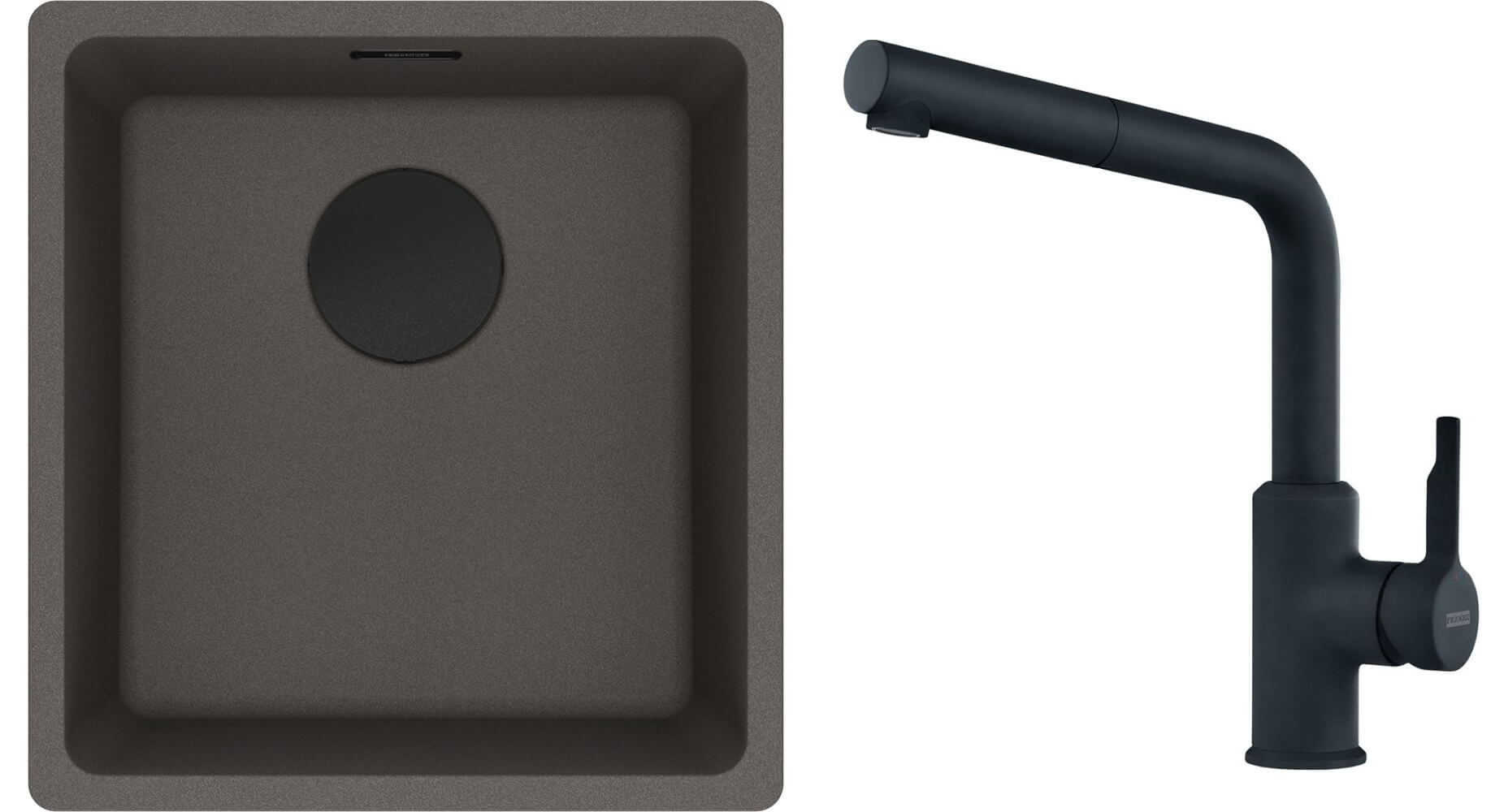 Set lavello in granito Franke Maris 125.0737.996, rubinetto da cucina Franke Urban 115.0627.523