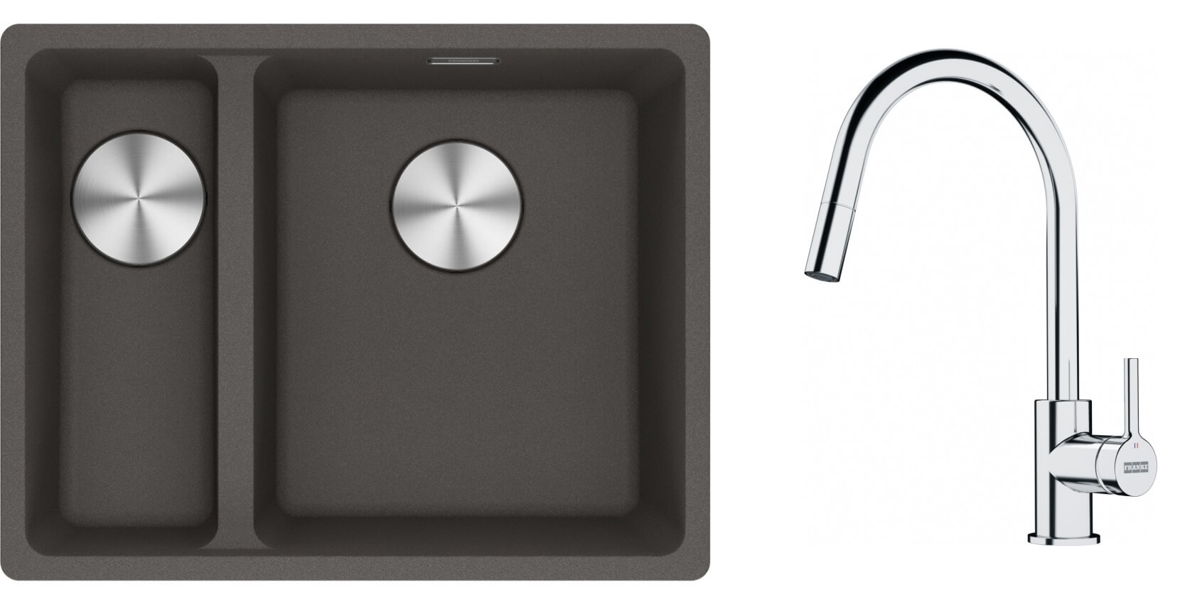Set lavello in granito Franke Maris 125.0716.378, rubinetto da cucina Franke Lina 115.0693.229