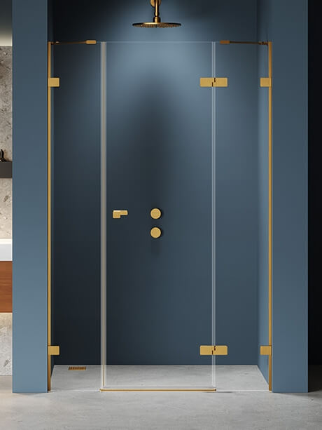 New Trendy Eventa Gold Brushed porta doccia 170 cm a battente oro spazzolata/vetro trasparente EXK-8240