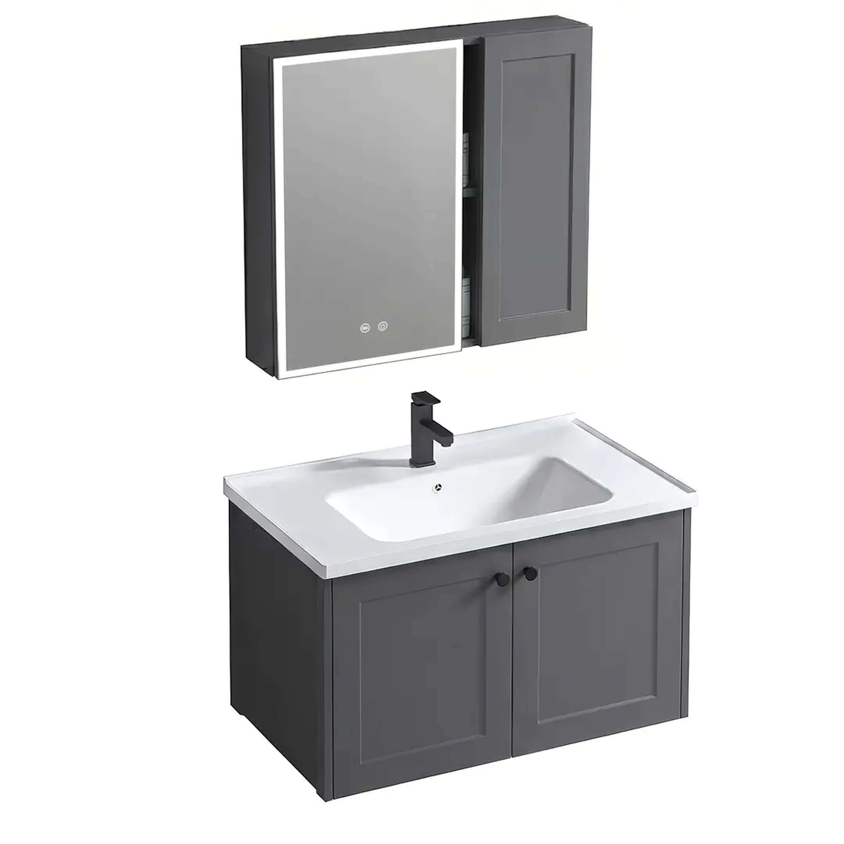 Rea Monti set di mobili da bagno 60x48x cm sottolavabo sospeso grigio REA-M0015