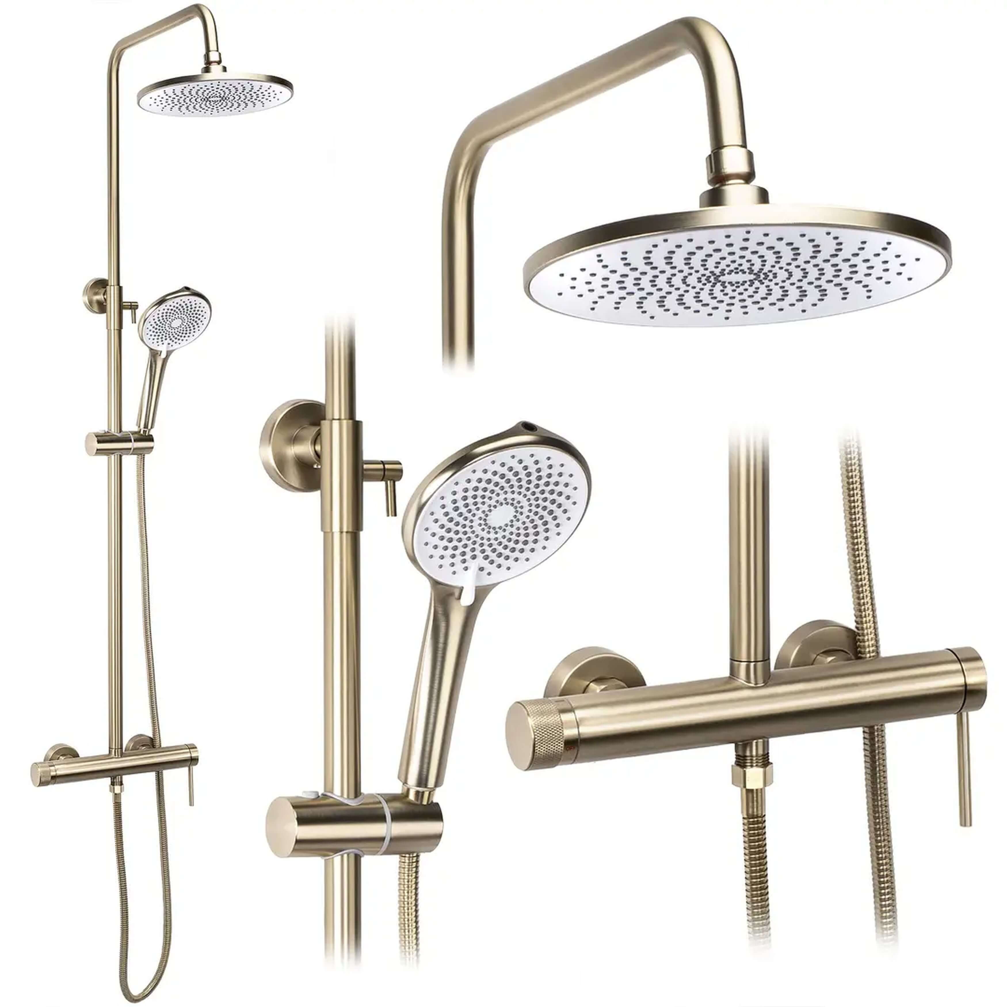 Rea Foss set doccia a parete con soffione oro REA-P3913