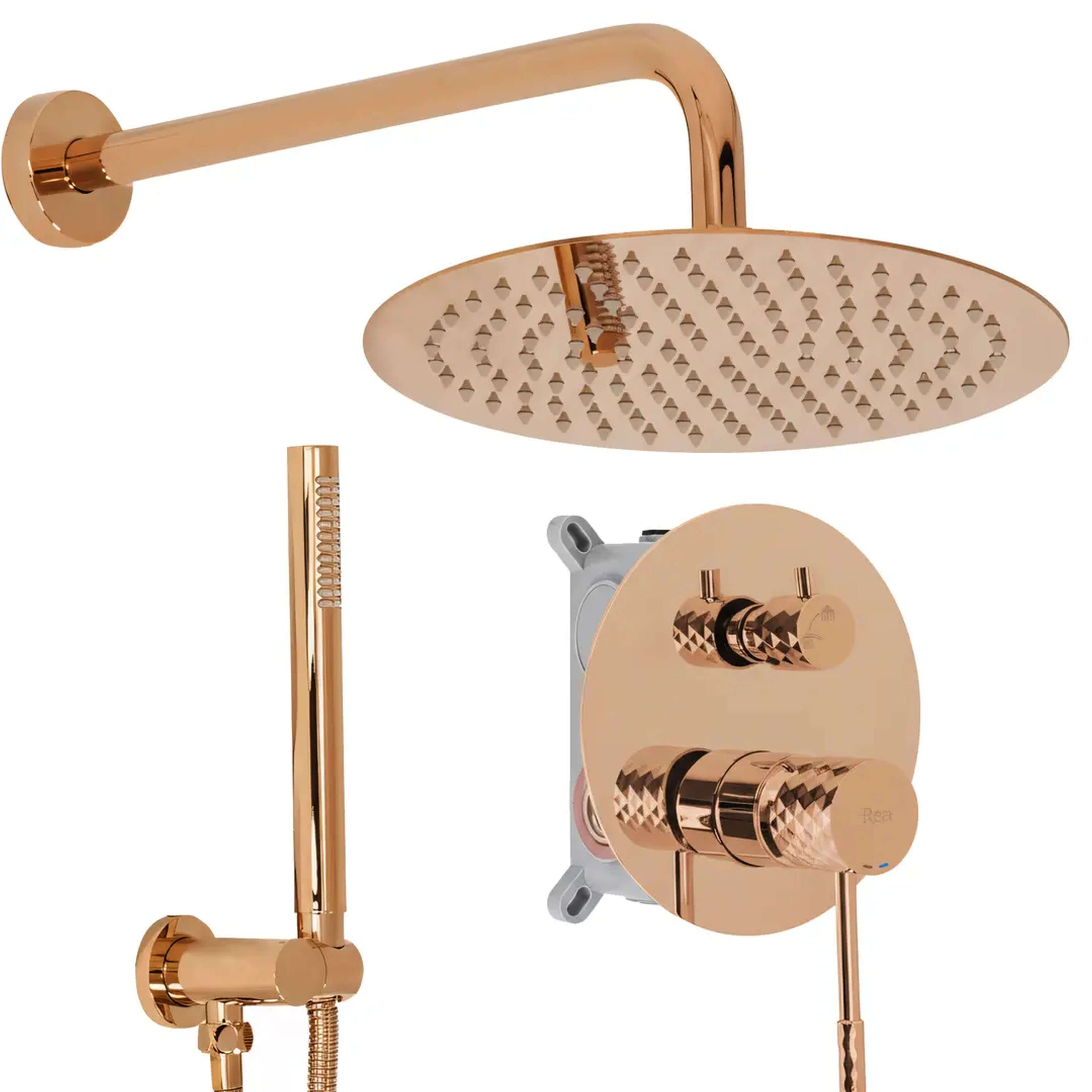 Rea Lungo set doccia da incasso con soffione rame REA-P5657