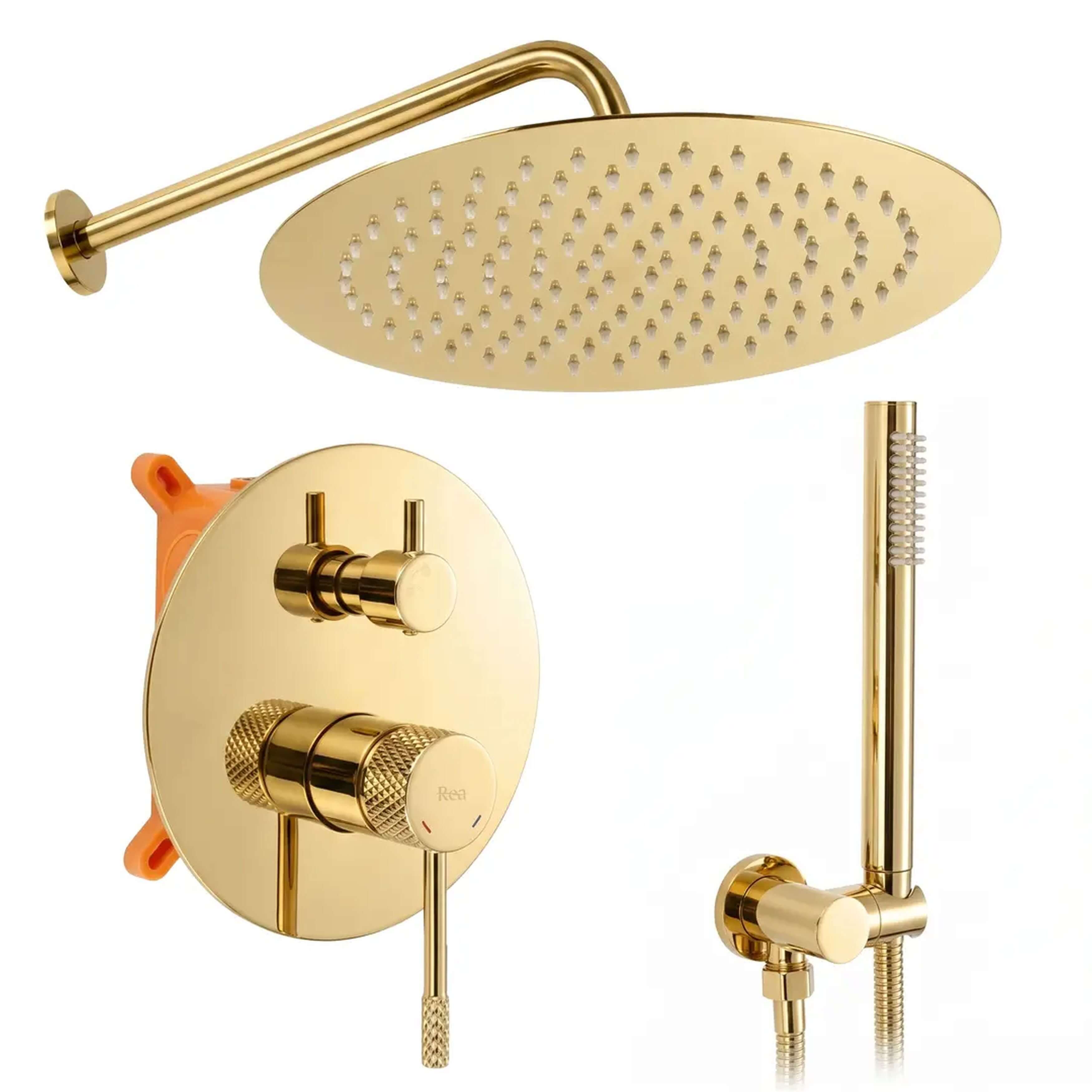 Rea Venti set doccia da incasso con soffione oro REA-P8713