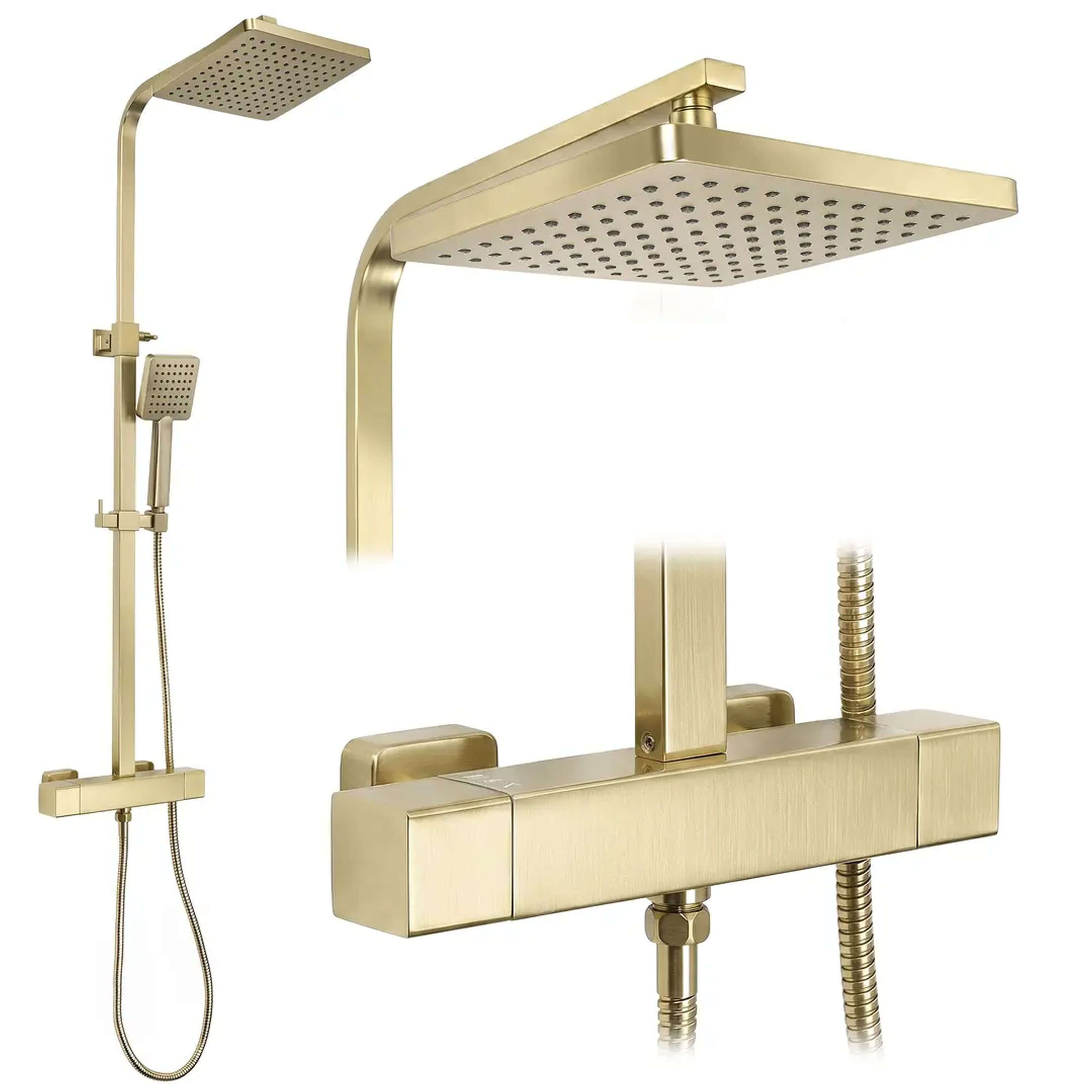 Rea Atrium set doccia a parete con termostato con soffione oro REA-P8922