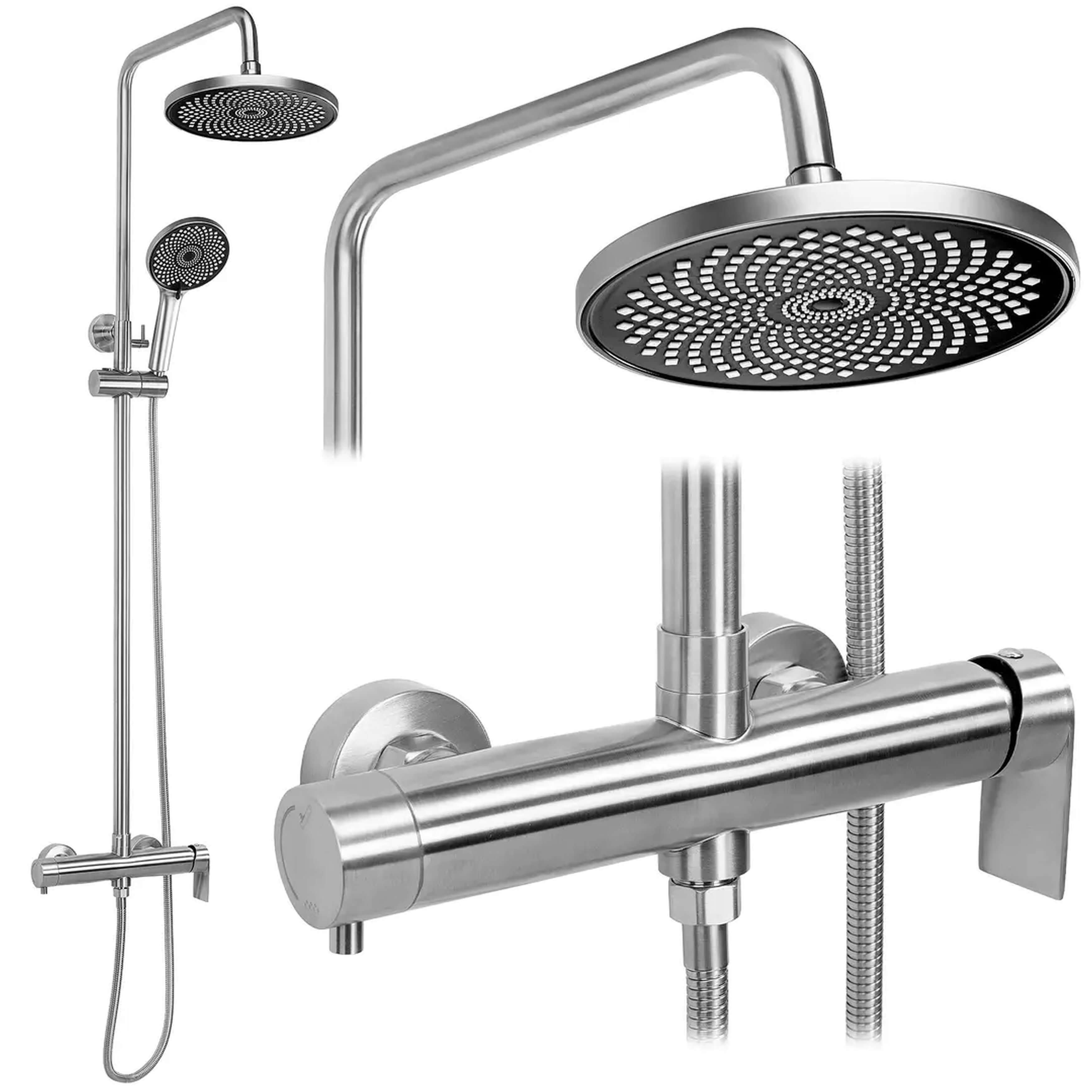 Rea Hunter set doccia a parete con soffione acciaio REA-P8928