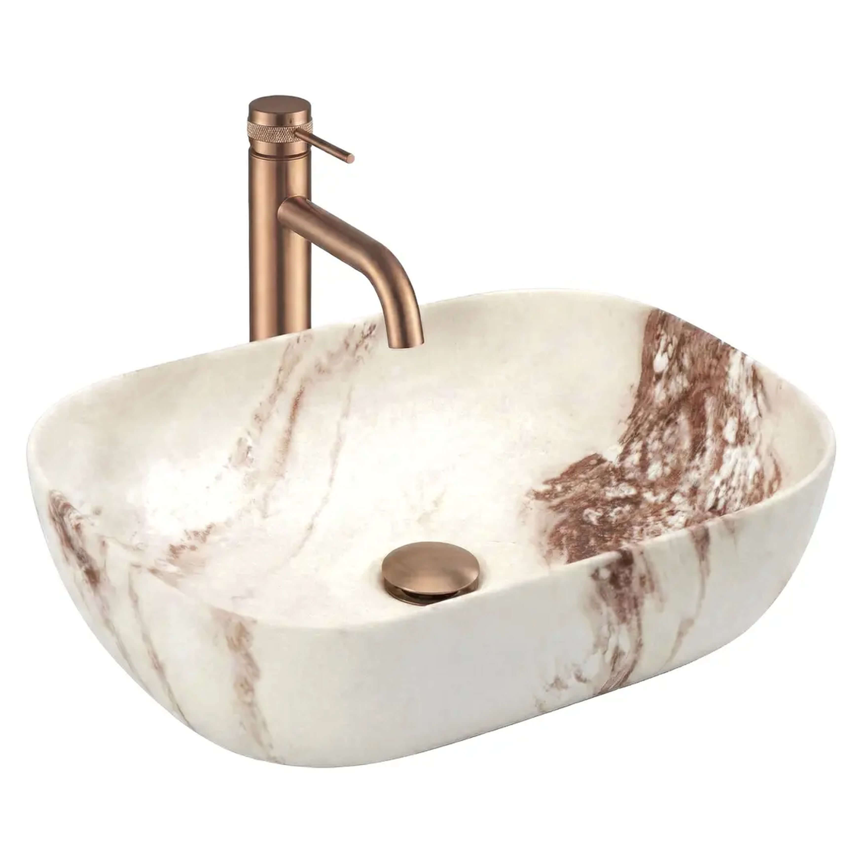 Rea Belinda lavabo 46.5x33 cm rettangolare da appoggio marrone/beige opaca REA-U3600