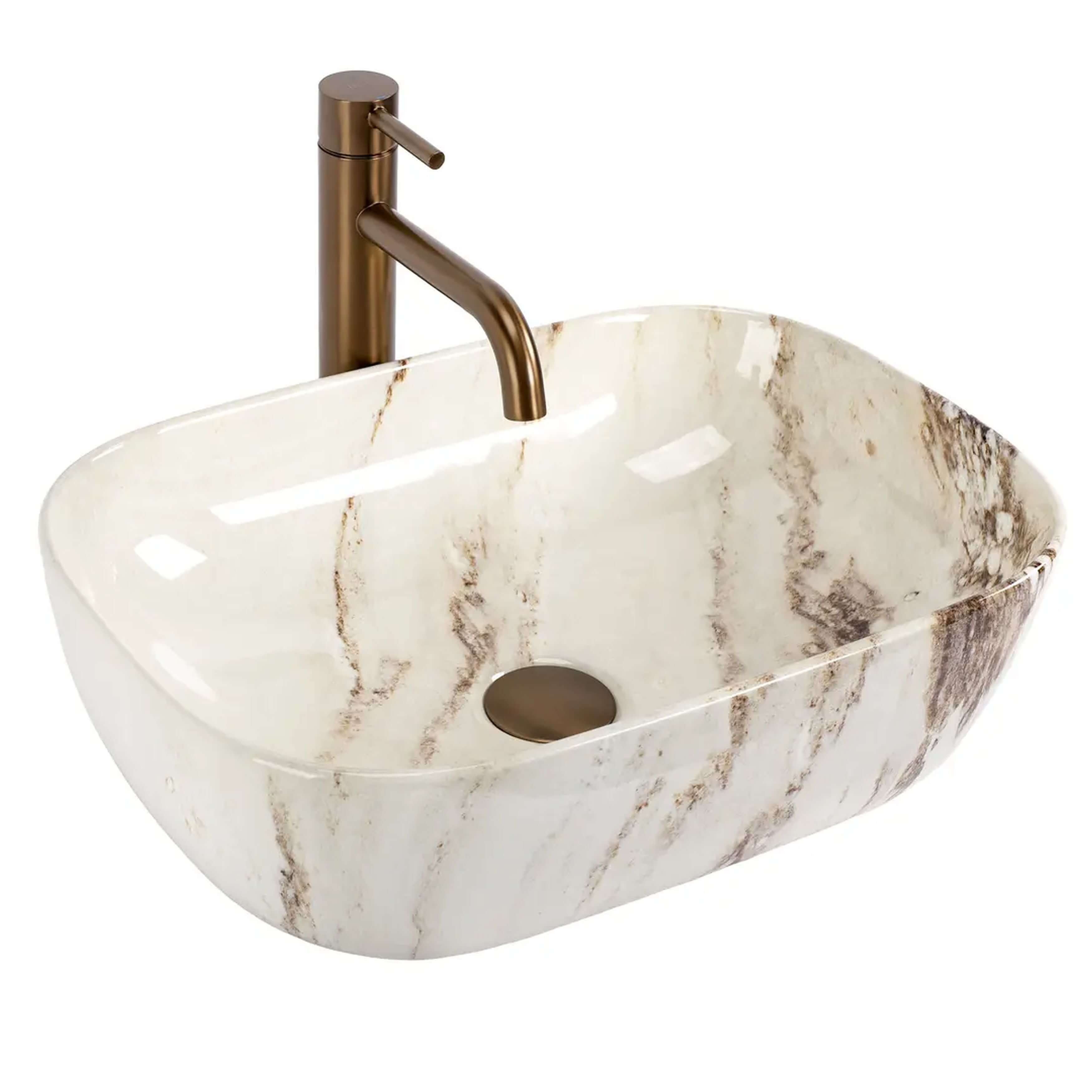 Rea Belinda lavabo 46.5x33 cm rettangolare da appoggio marrone/beige opaca REA-U3601