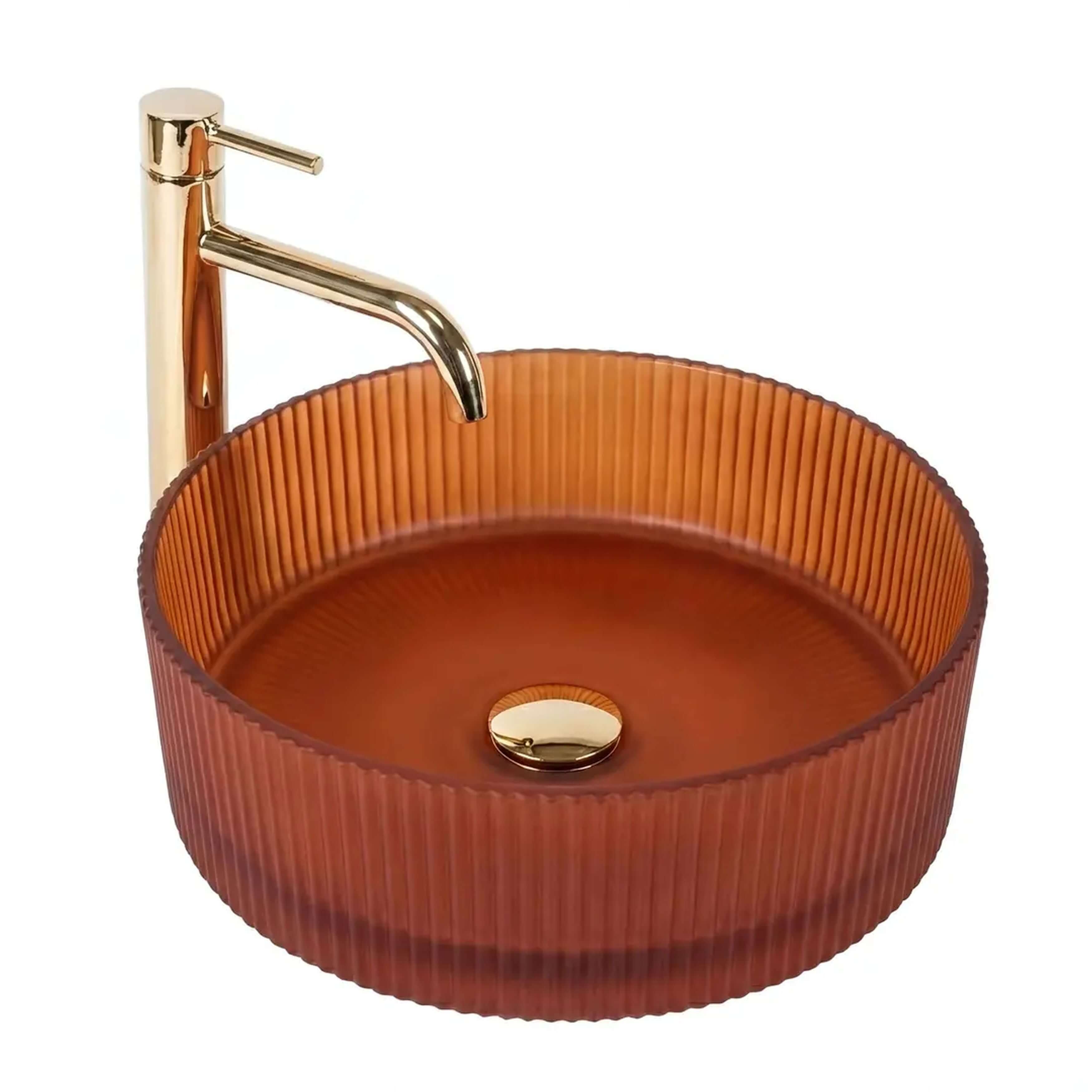 Rea Suri lavabo 36x36 cm rotonda da appoggio marrone/beige opaca REA-U3613