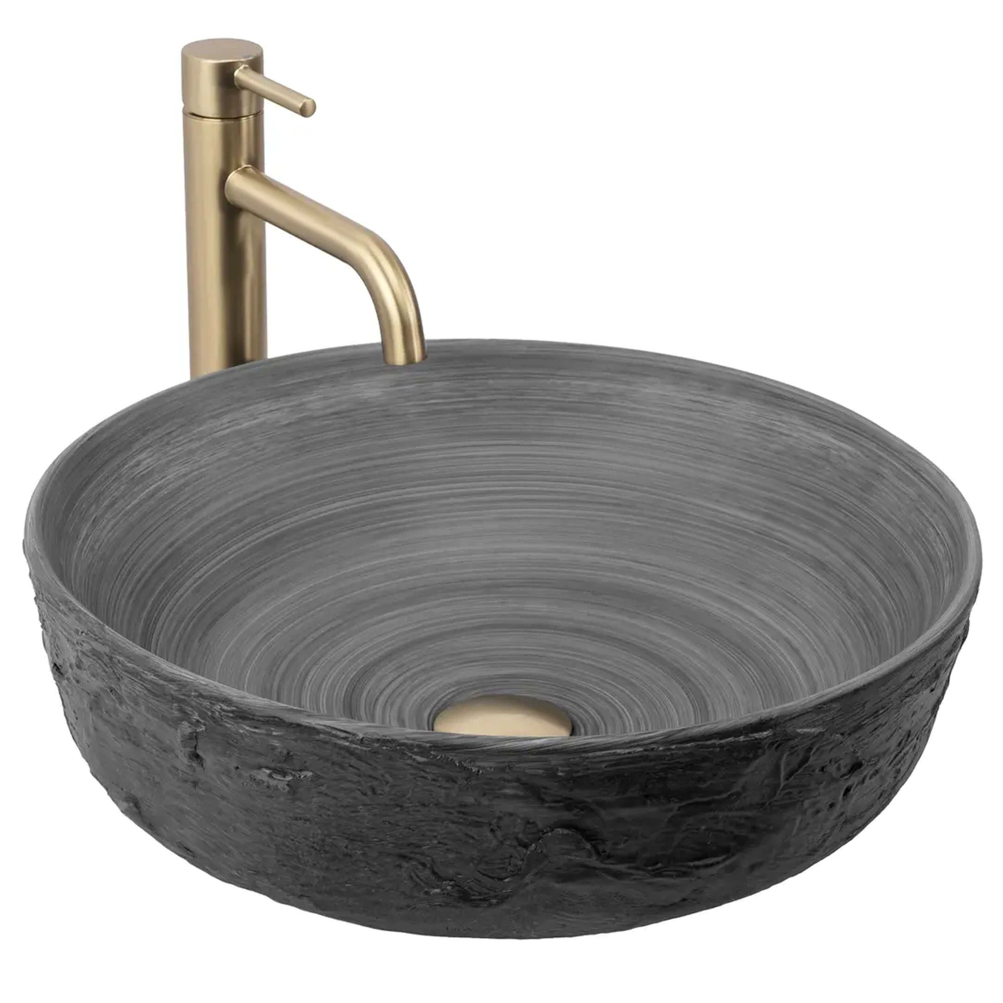 Rea Babilon lavabo 42x42 cm rotonda da appoggio grigio/pietra opaca REA-U5417