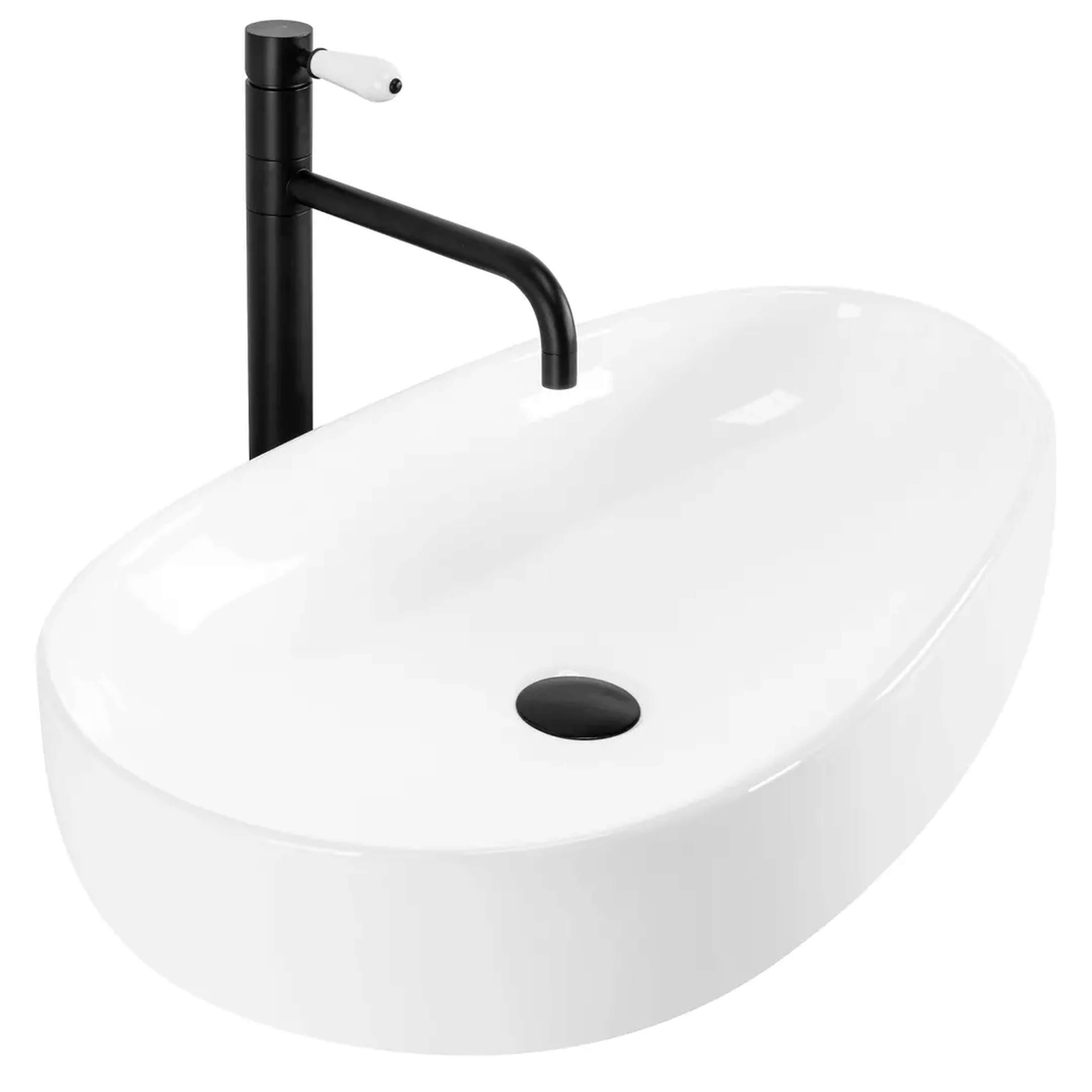 Rea Sandra lavabo 65x39 cm ovale da appoggio bianco lucida REA-U8423