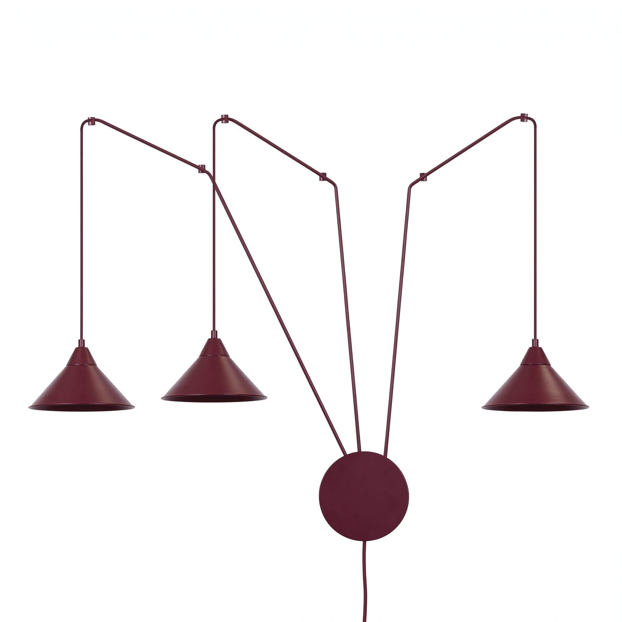 Emibig Abramo lampada sospesa 3x15 W borgogna 1787/3