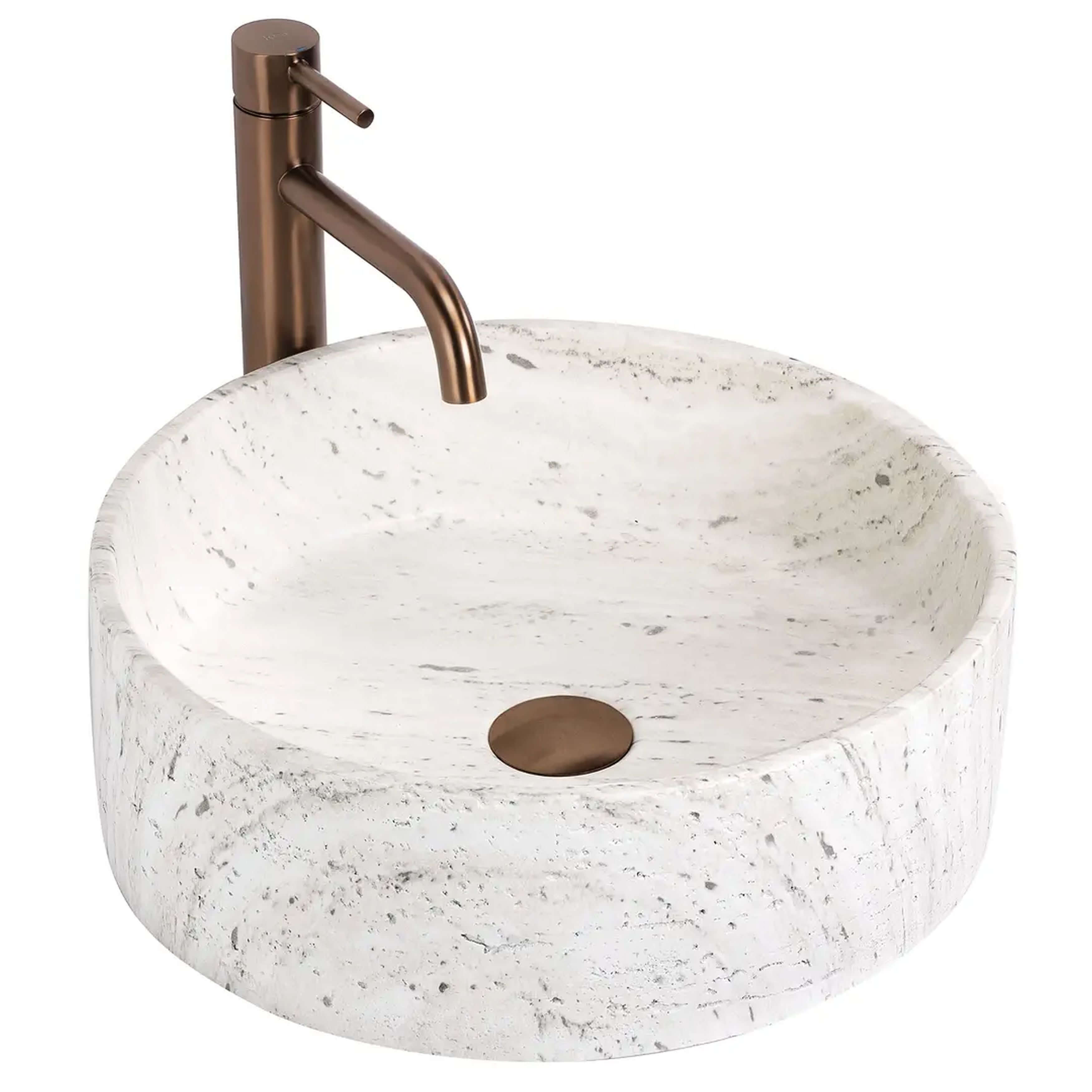Rea Destiny lavabo 39x39 cm rotonda da appoggio bianco-grigio/pietra opaca REA-U3502